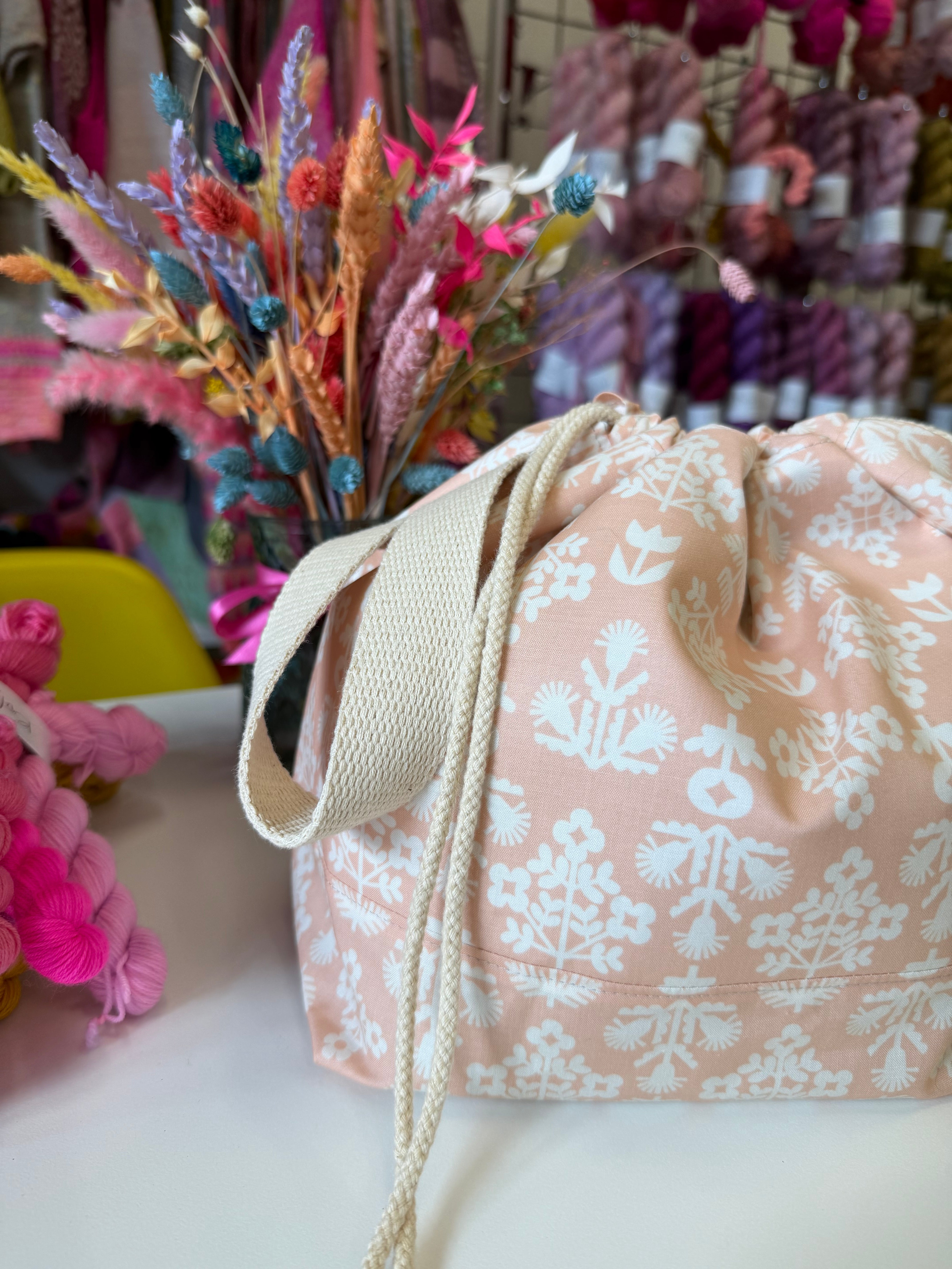 Made to order - Project Bag Style 01 -  Pastel Pink Geometric Floral