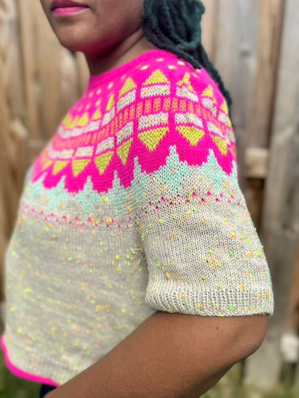 Garden Genser Sweater Kit by Shay Johnson (the neon version)