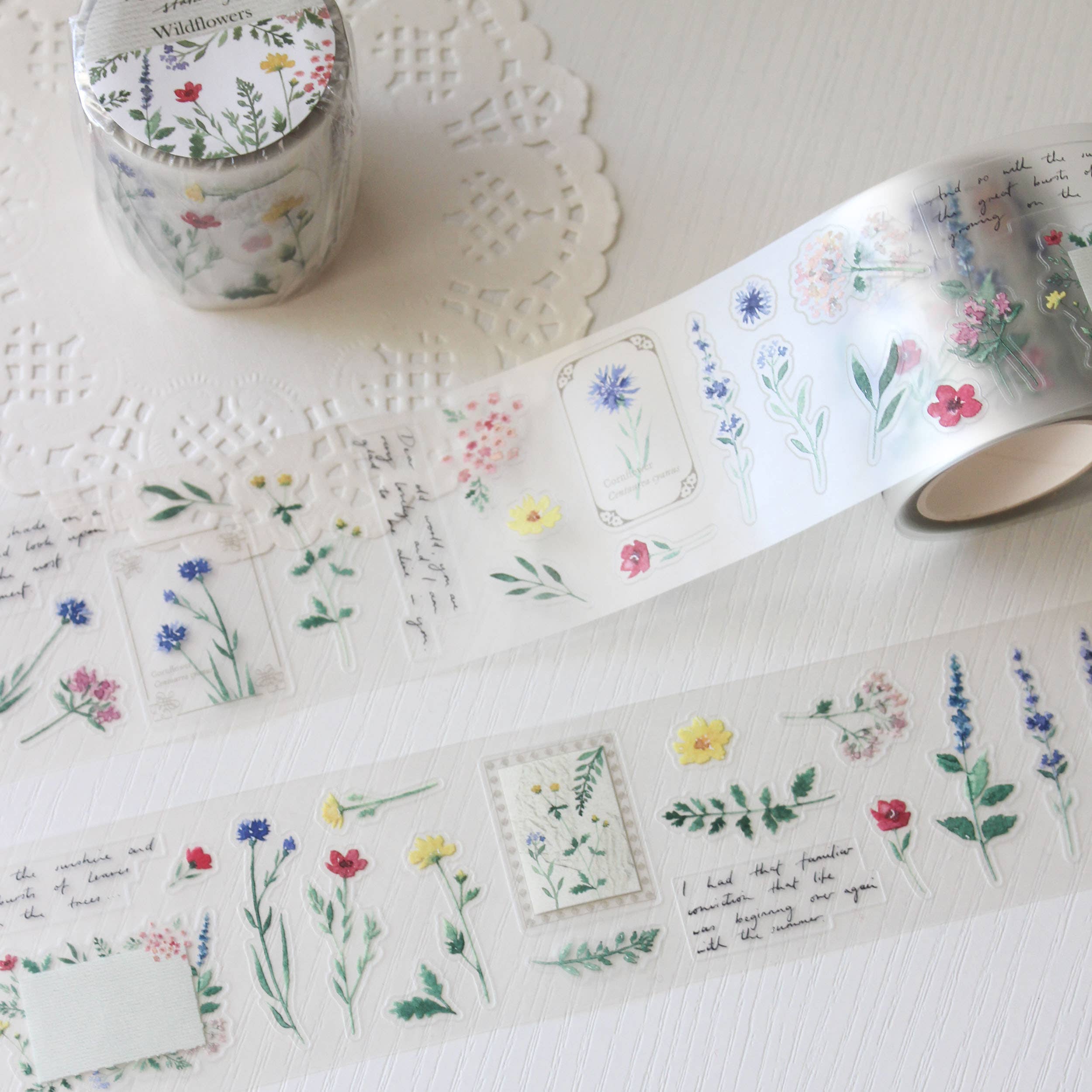 Wildflower Pre-Cut PET Tape - Wide Watercolour Washi Tape