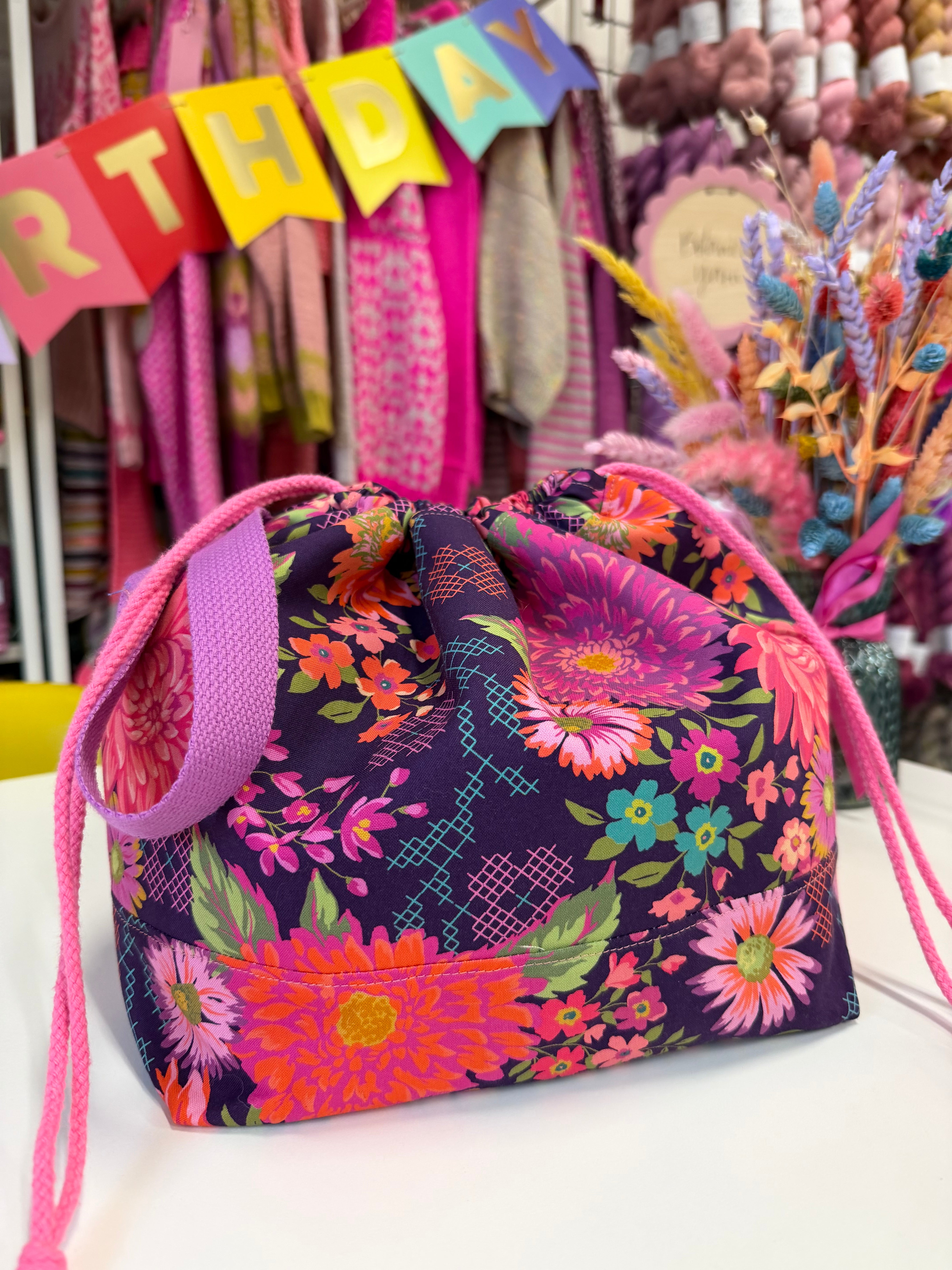 Made to order - Project Bag Style 01 - Burgundy Cross Stitch