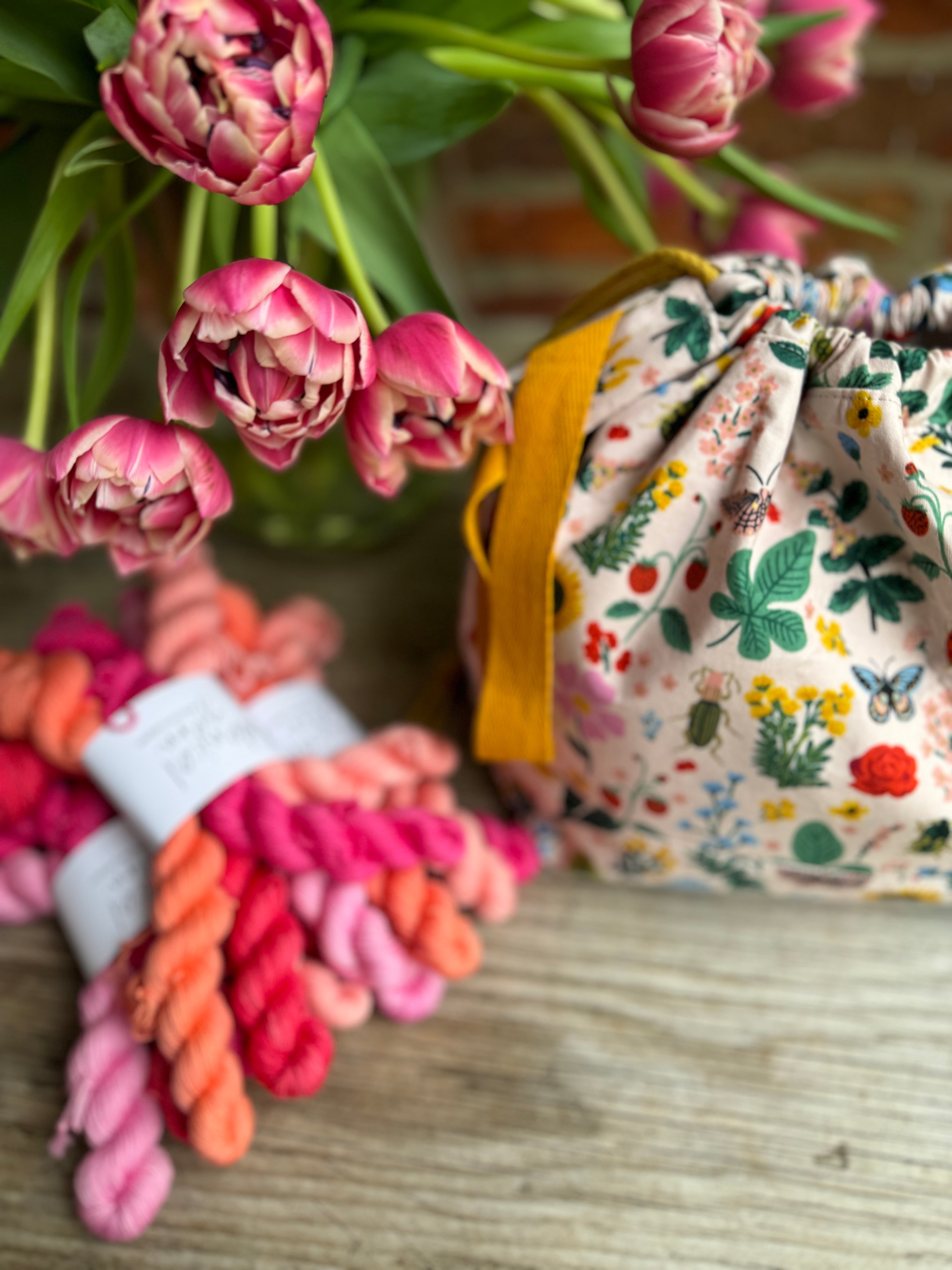 Made to order - Project Bag Style 01 - Florals + Bugs