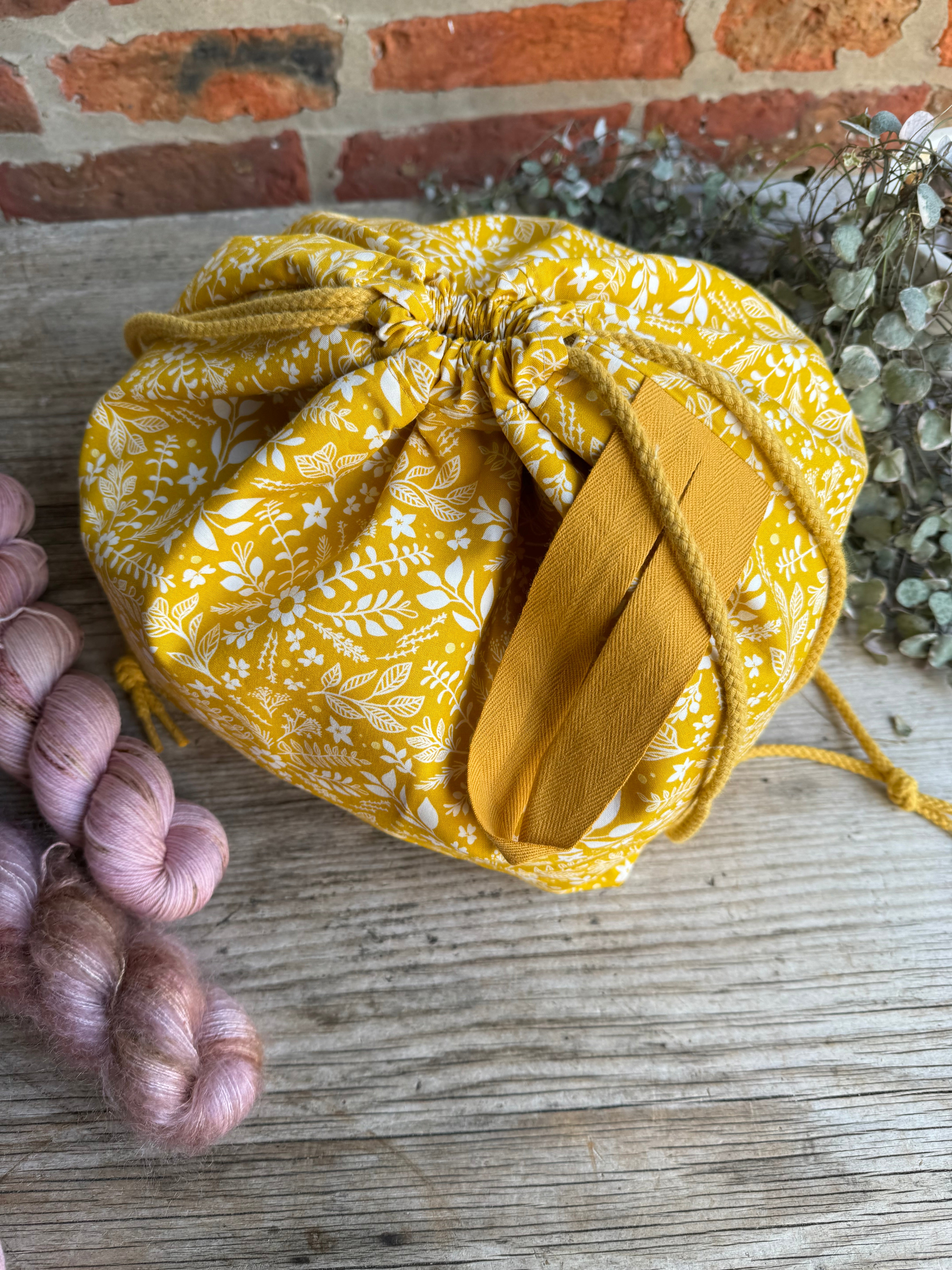 Made to order - Project Bag Style 01 - Mustard Floral