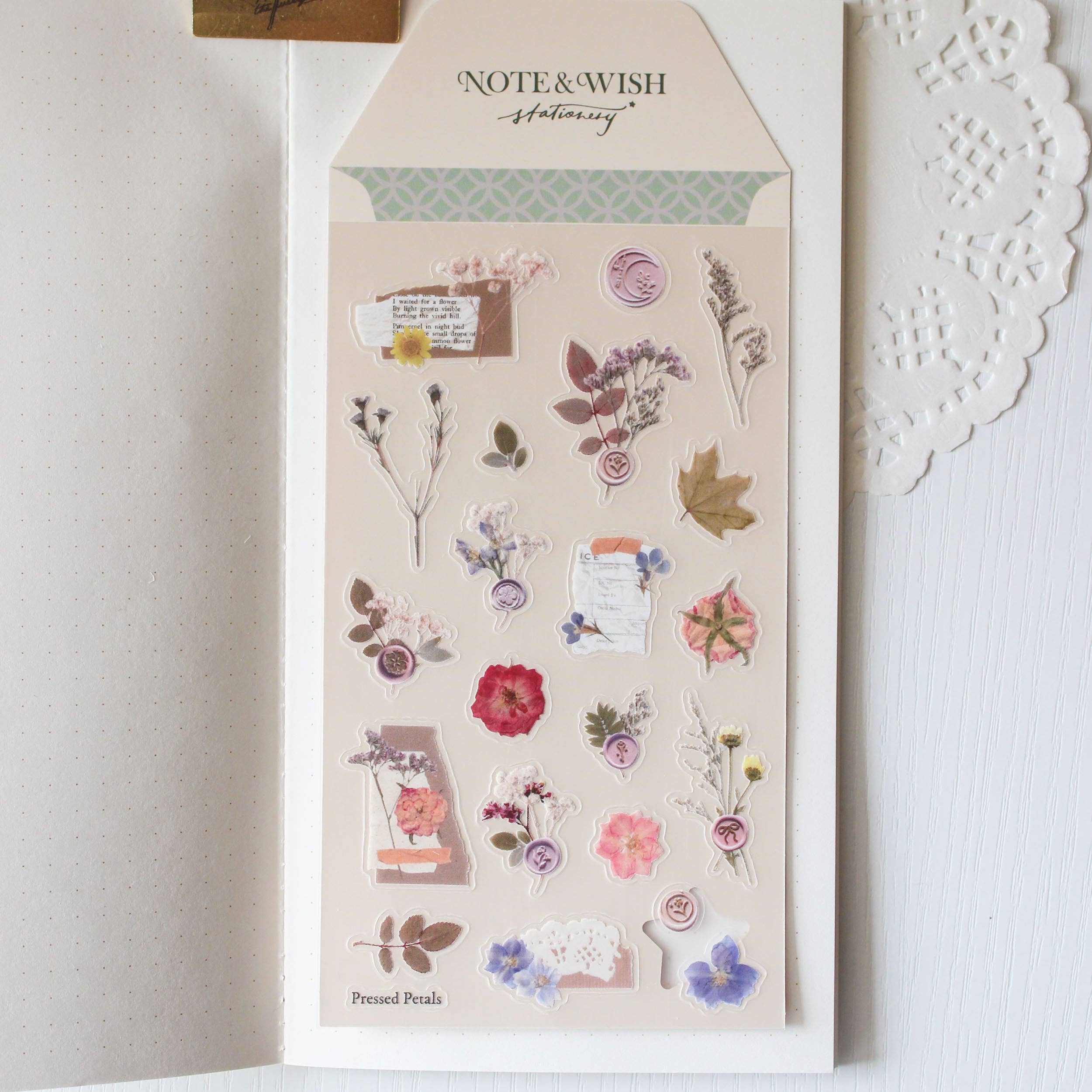 Vintage Botanical Journal Stickers - Pressed Petals PVC Sticker Sheet