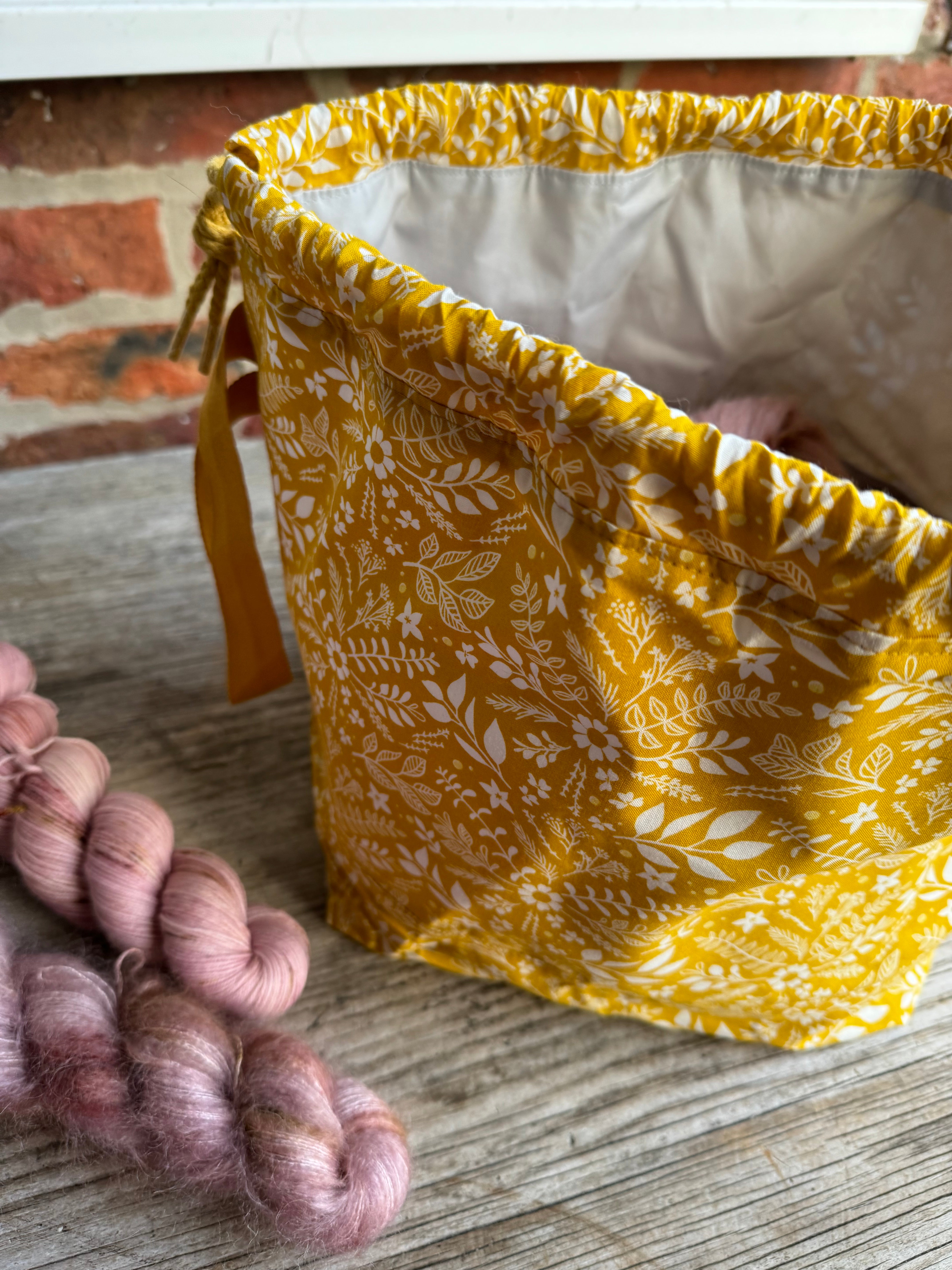 Made to order - Project Bag Style 01 - Mustard Floral