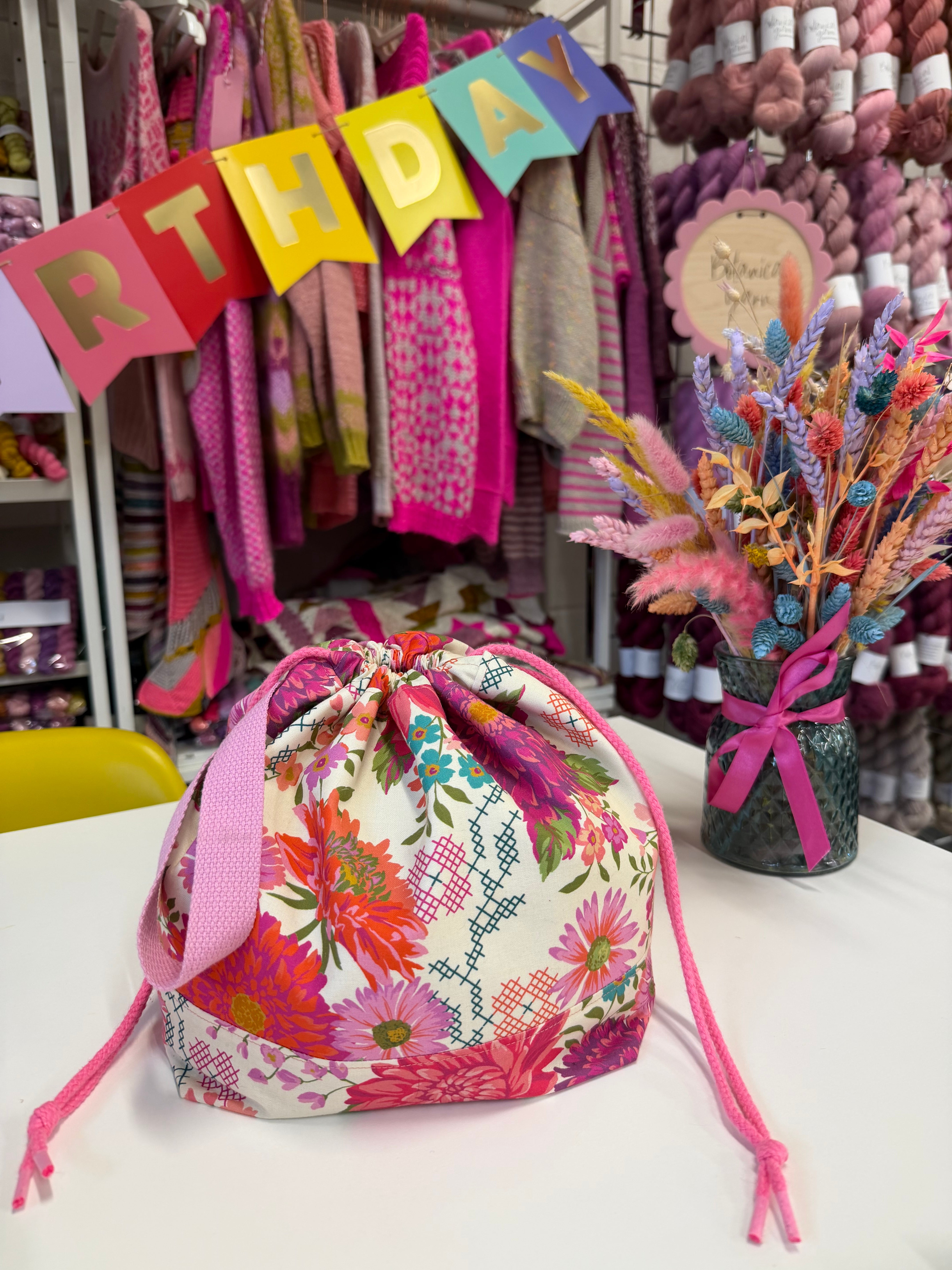 Made to order - Project Bag Style 01 - Cream Cross Stitch