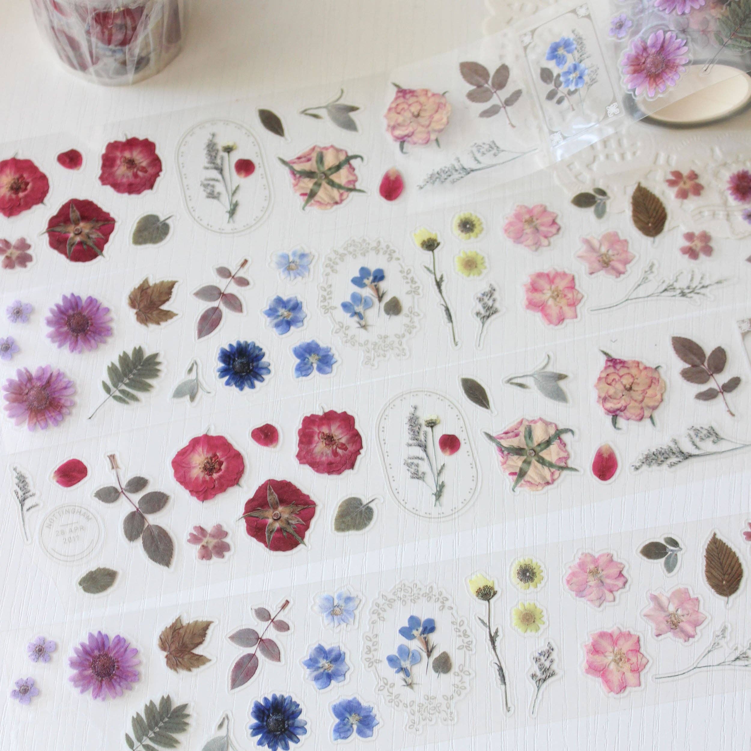 Pressed Petals Pre-cut PET Tape - Pressed Flowers Wide Tape