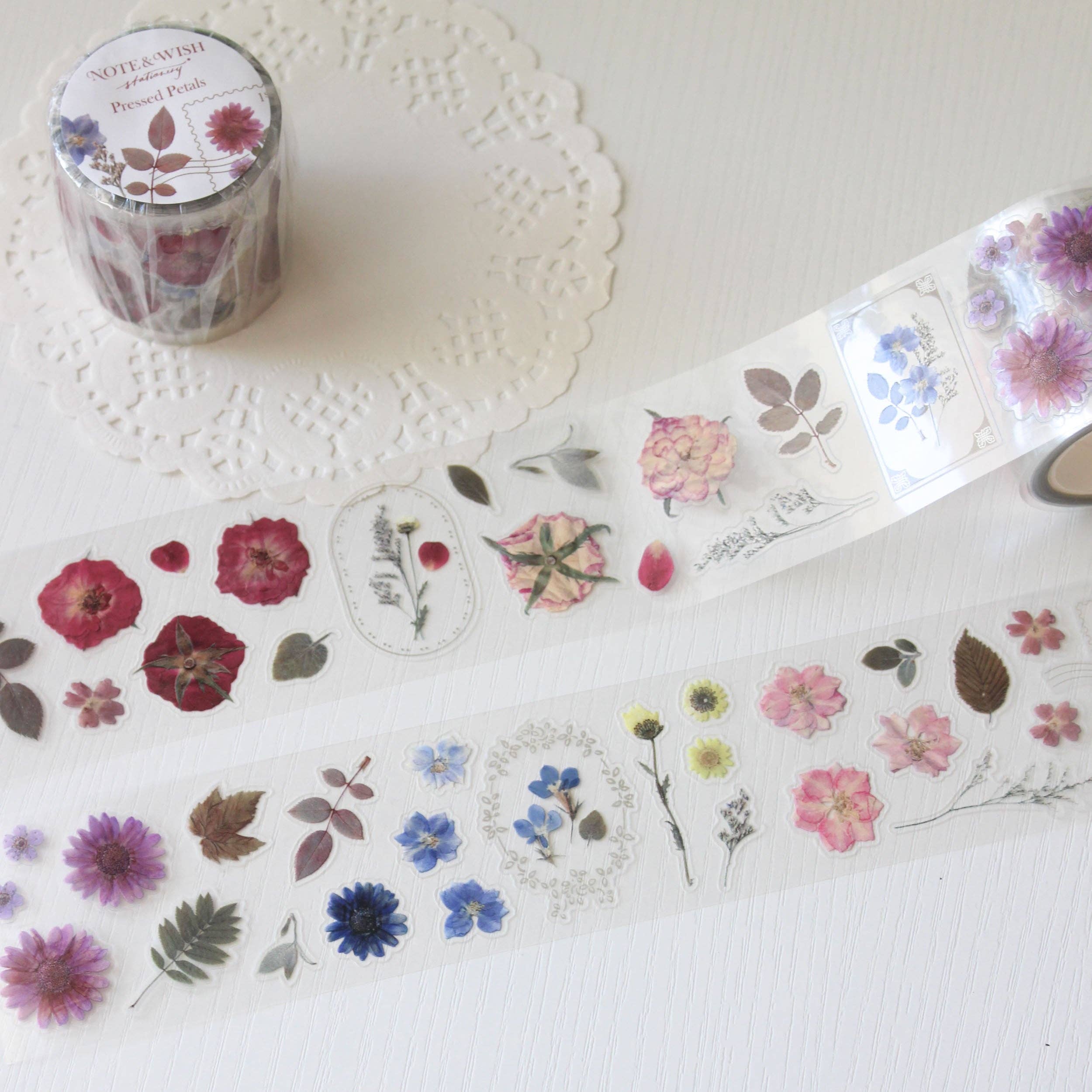 Pressed Petals Pre-cut PET Tape - Pressed Flowers Wide Tape