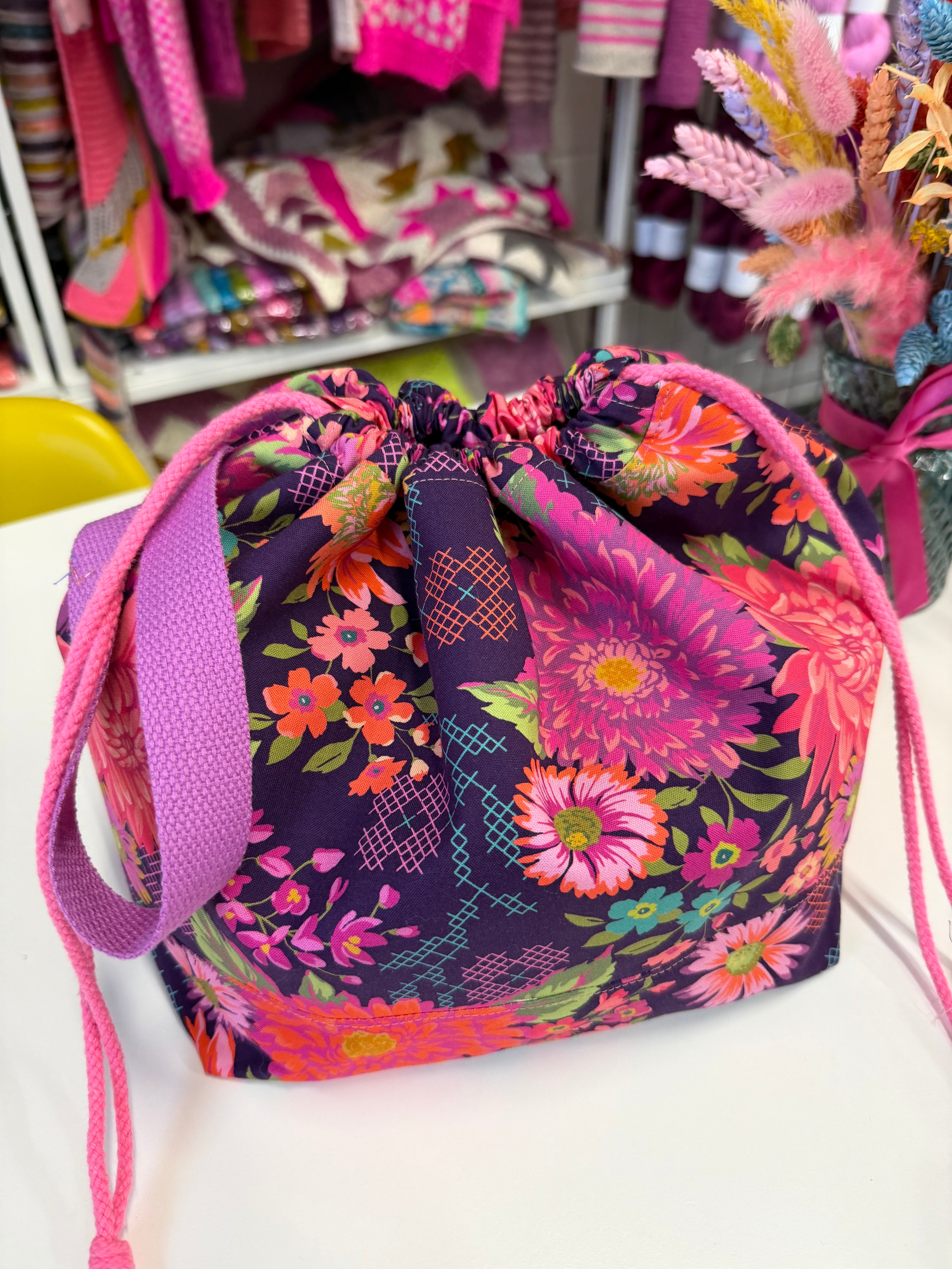 Made to order - Project Bag Style 01 - Burgundy Cross Stitch