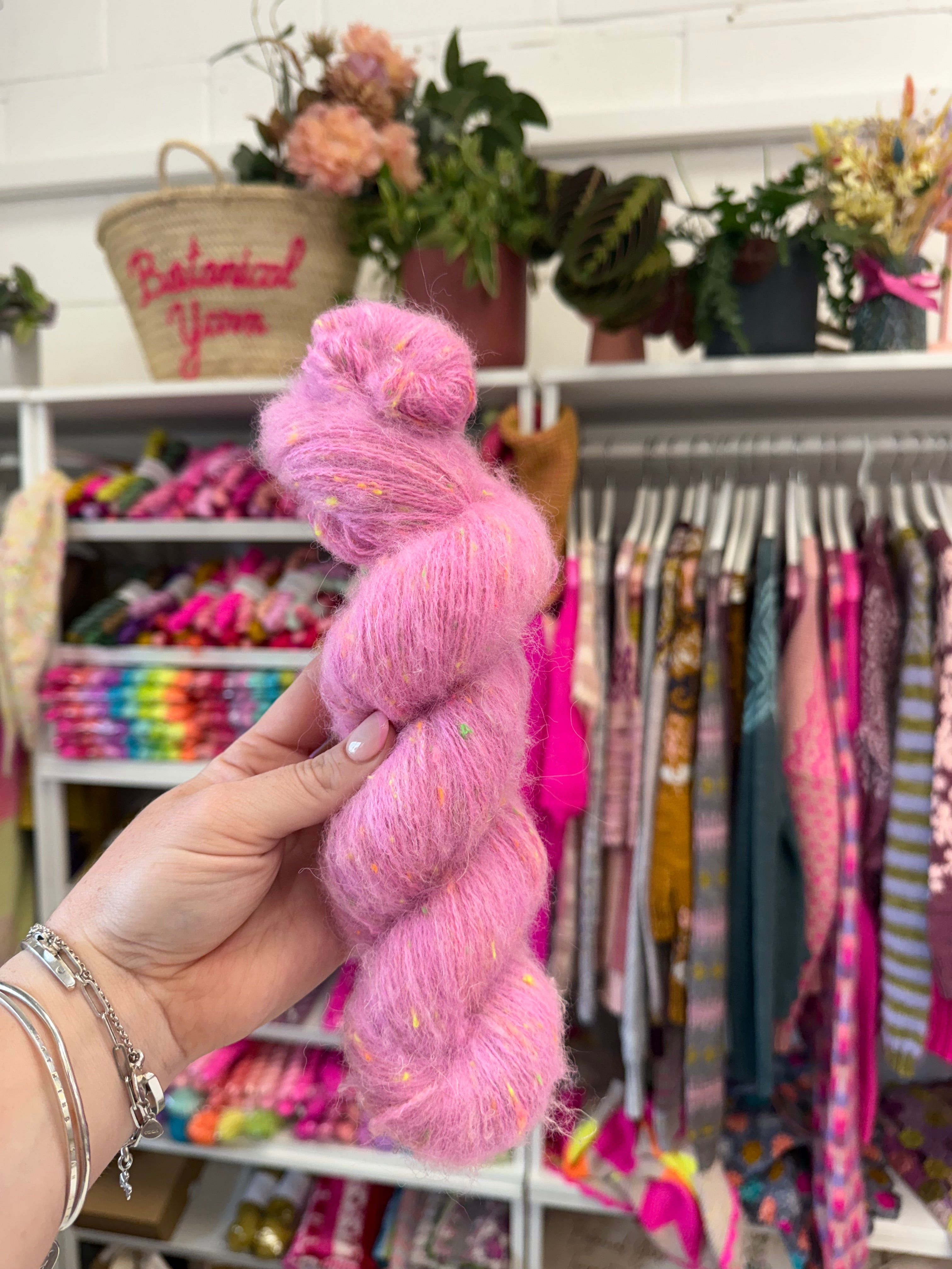 Neon Nep Fluff Suri Alpaca yarn!