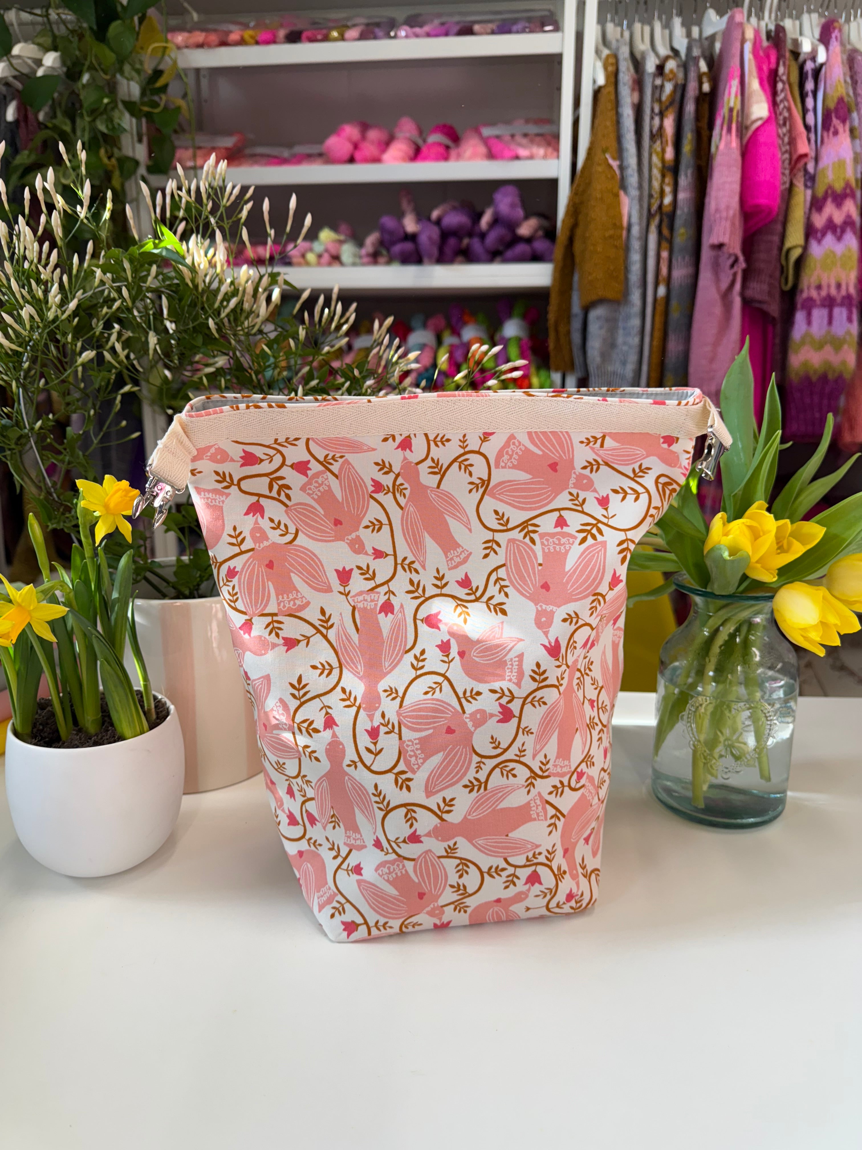 Made to order - Project Bag Style 04 - Roll Top - Folk Birds