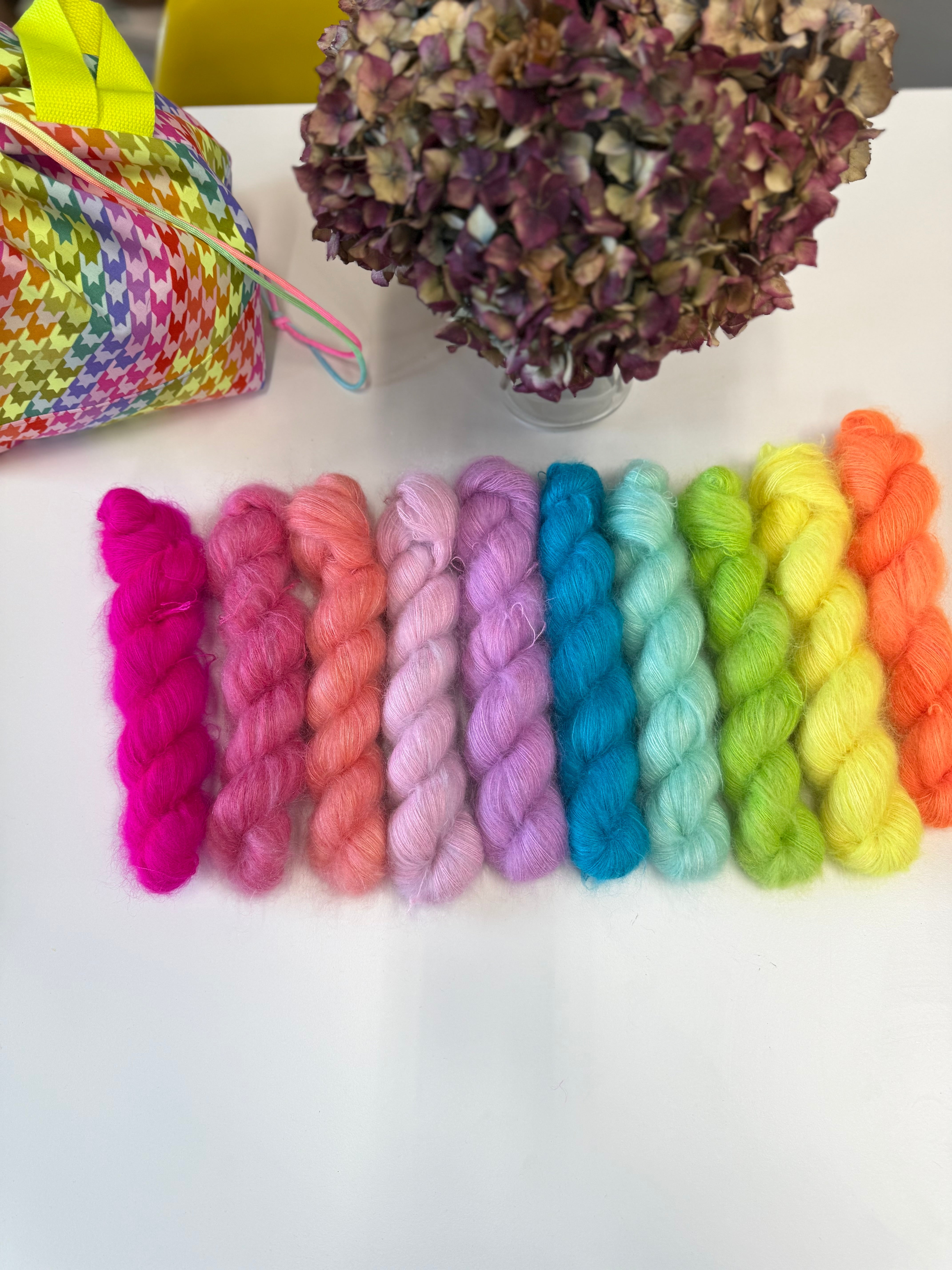 Ready to ship - The Big Flock Neon 10 x 50g / 100g Fluff Skein Set