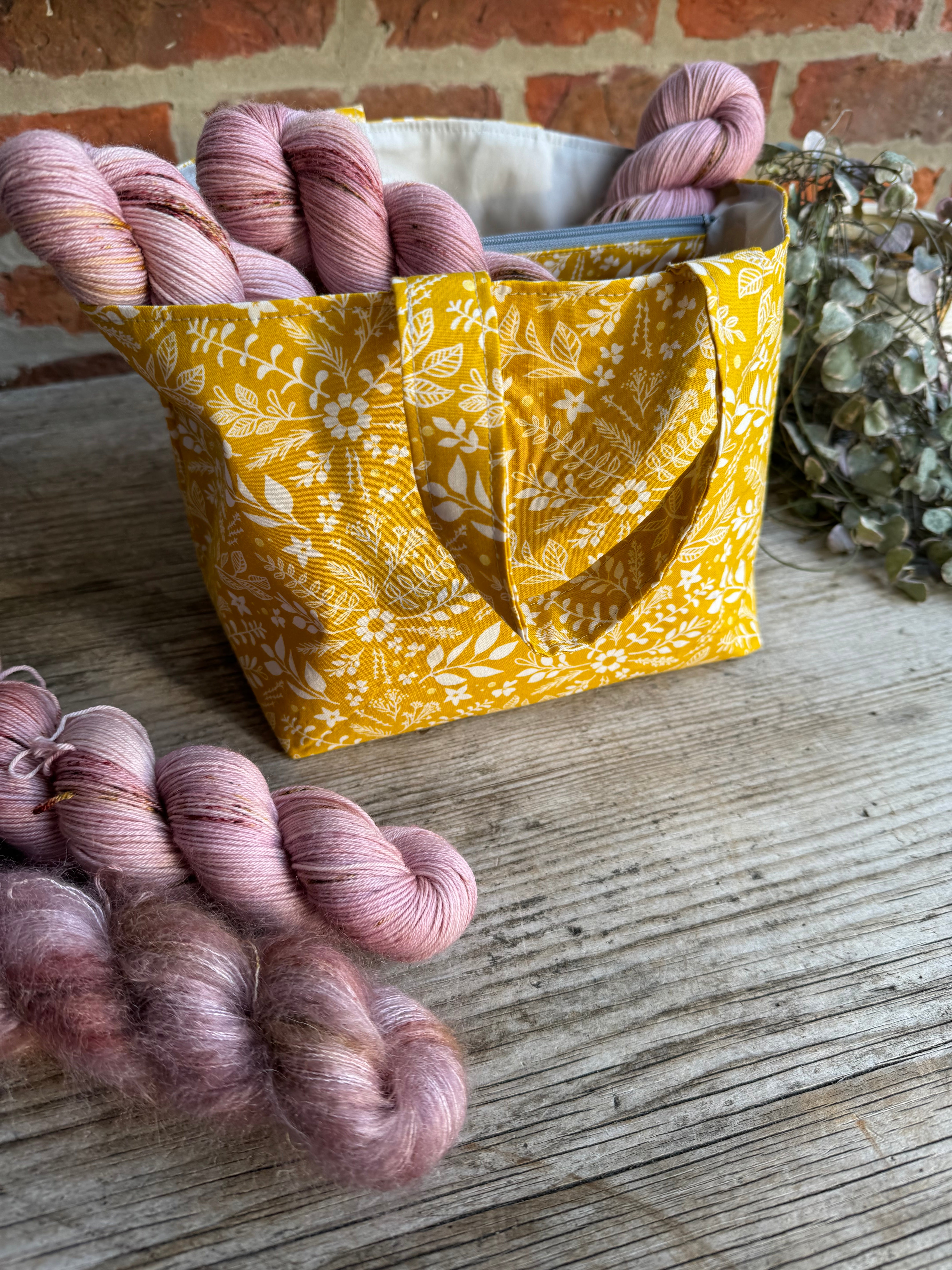 Made to Order - Project Bag Style 06- Mustard Floral