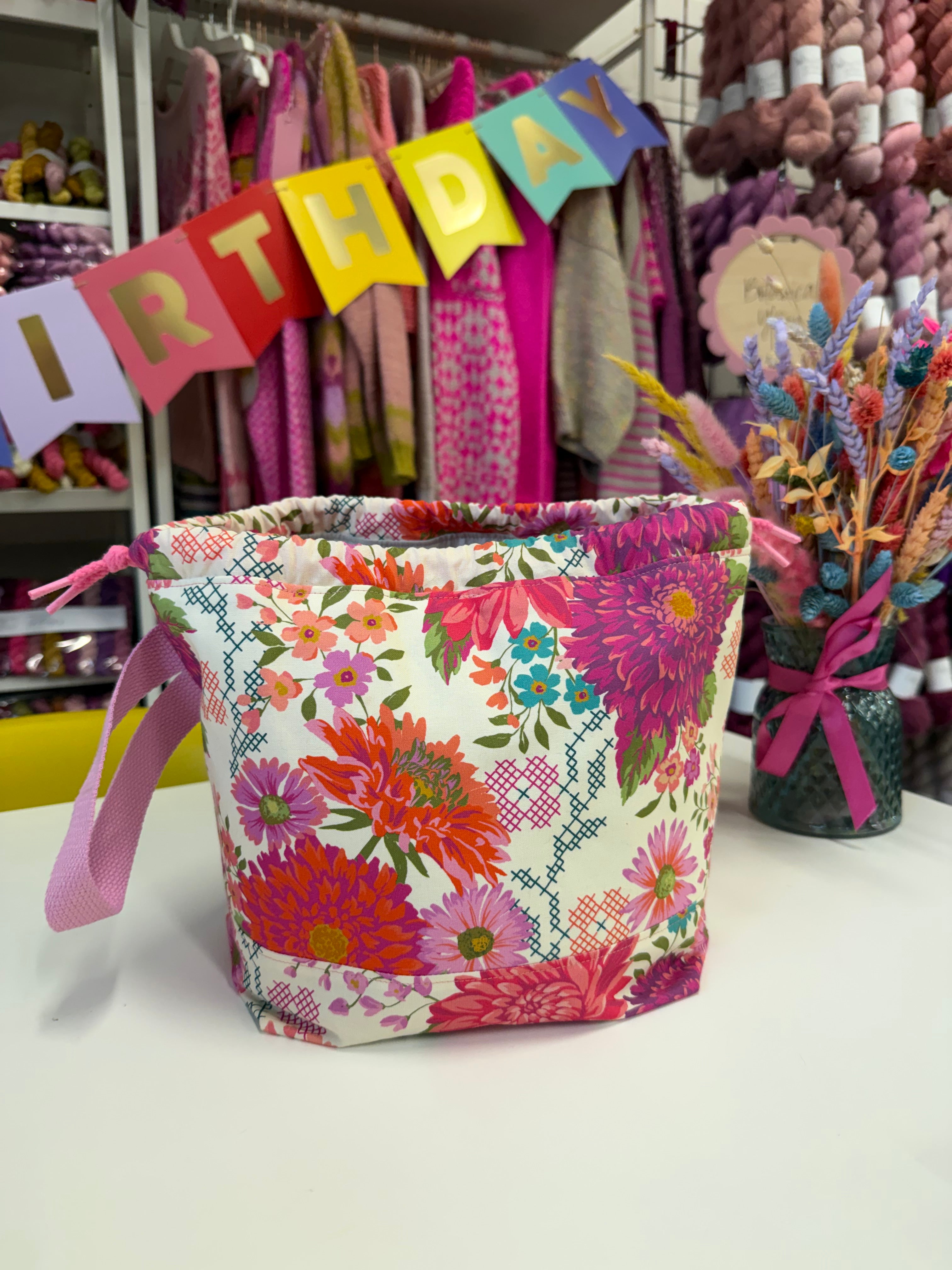 Made to order - Project Bag Style 01 - Cream Cross Stitch