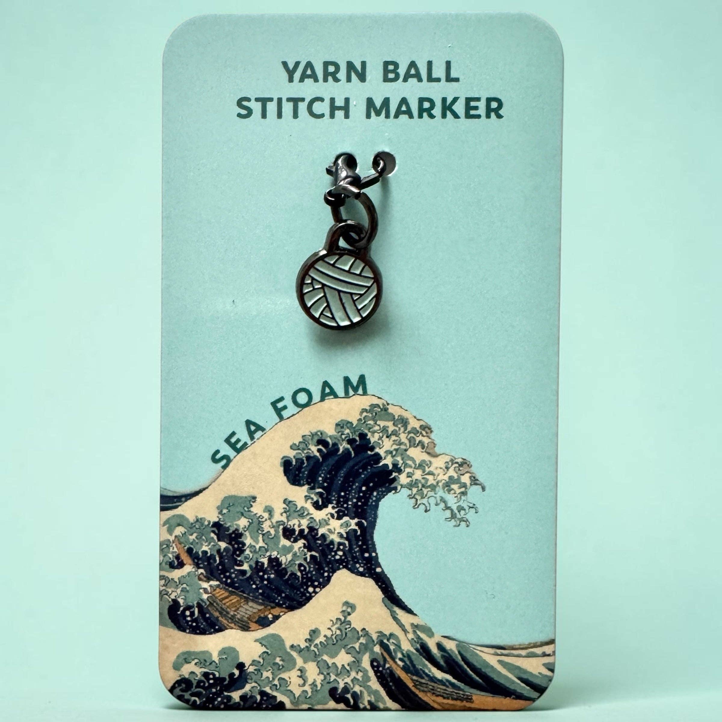Seafoam Yarn Ball Stitch Marker single – Enamel Knitting Markers