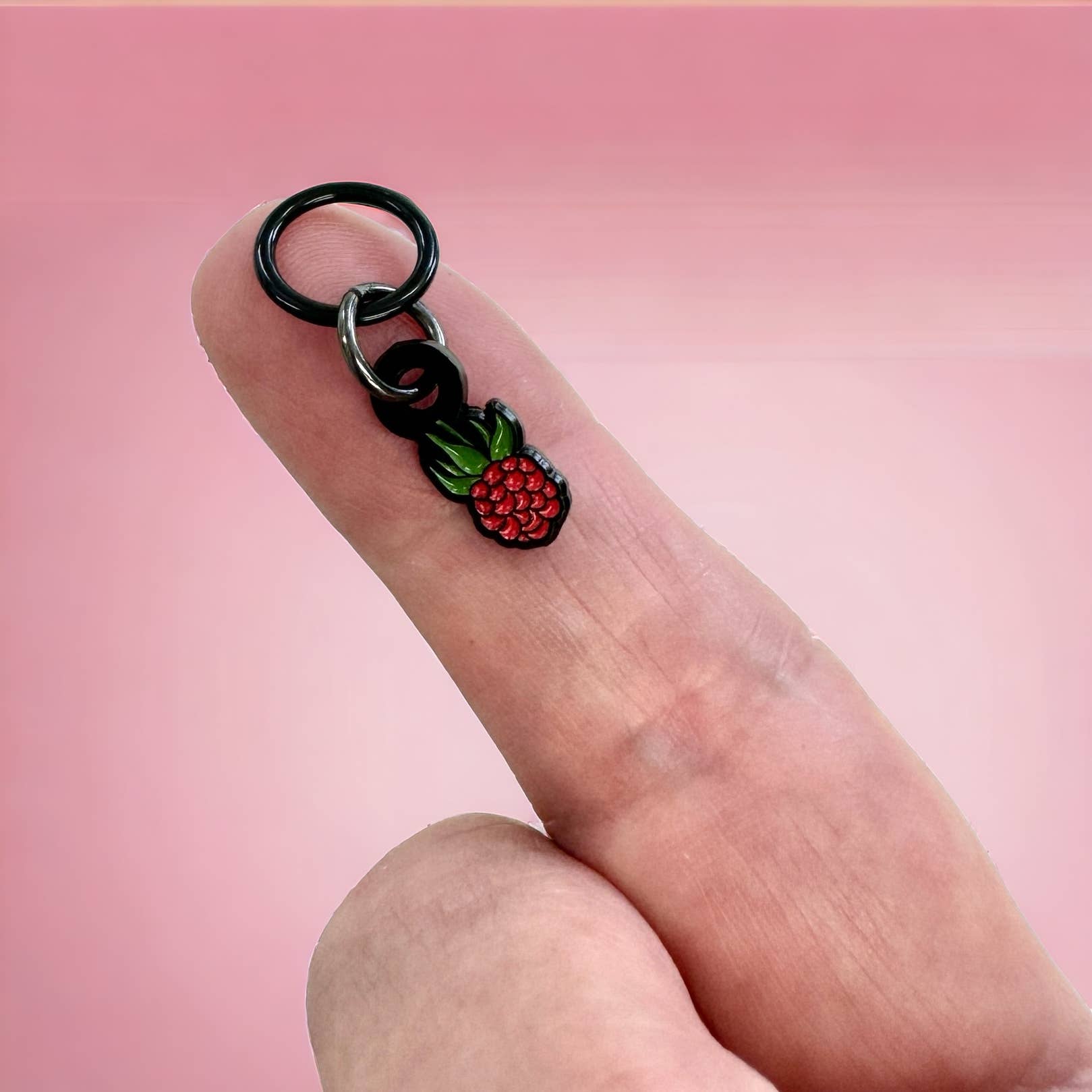 Raspberry stitch markers for knitting
