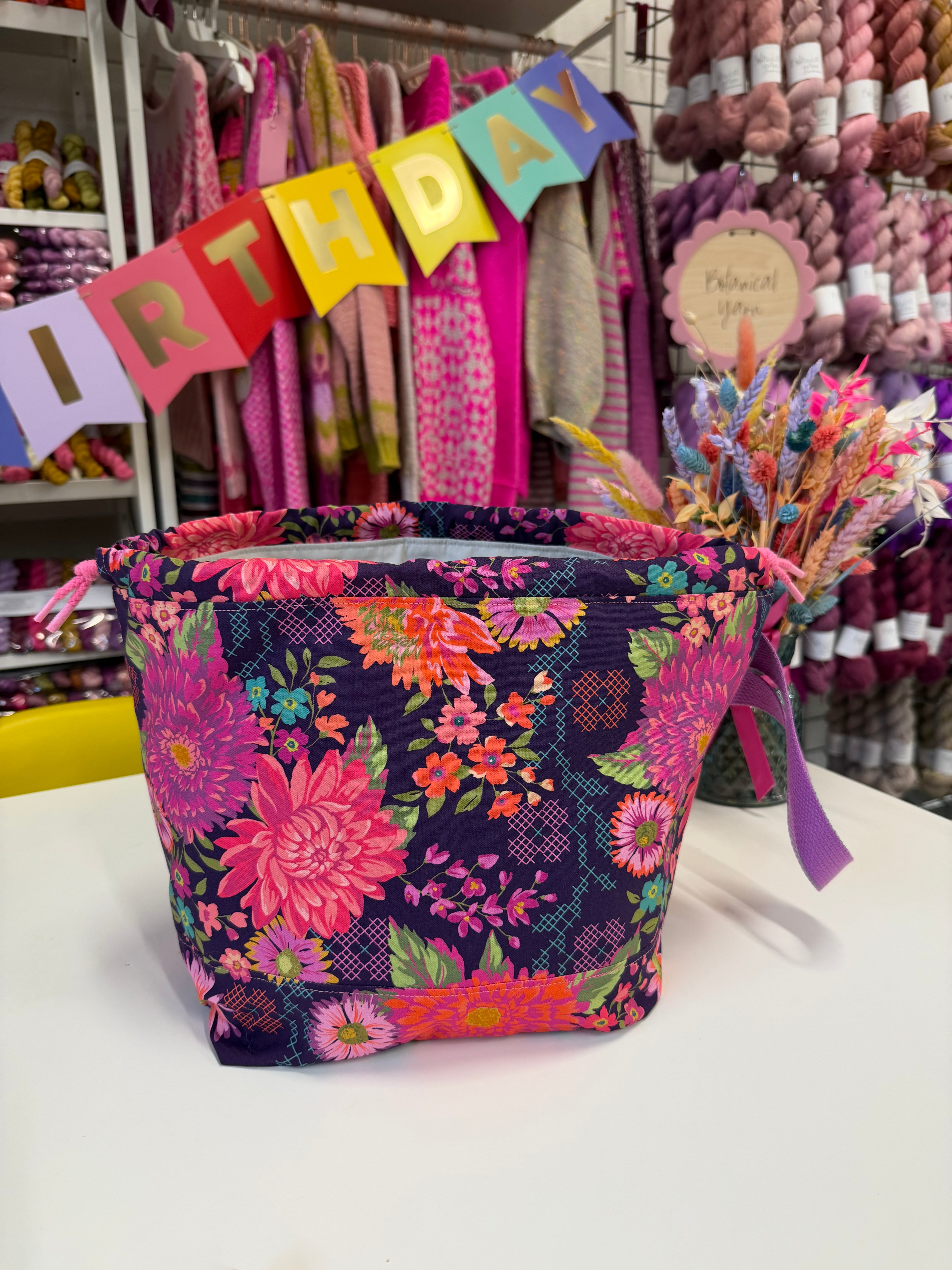 Made to order - Project Bag Style 01 - Burgundy Cross Stitch