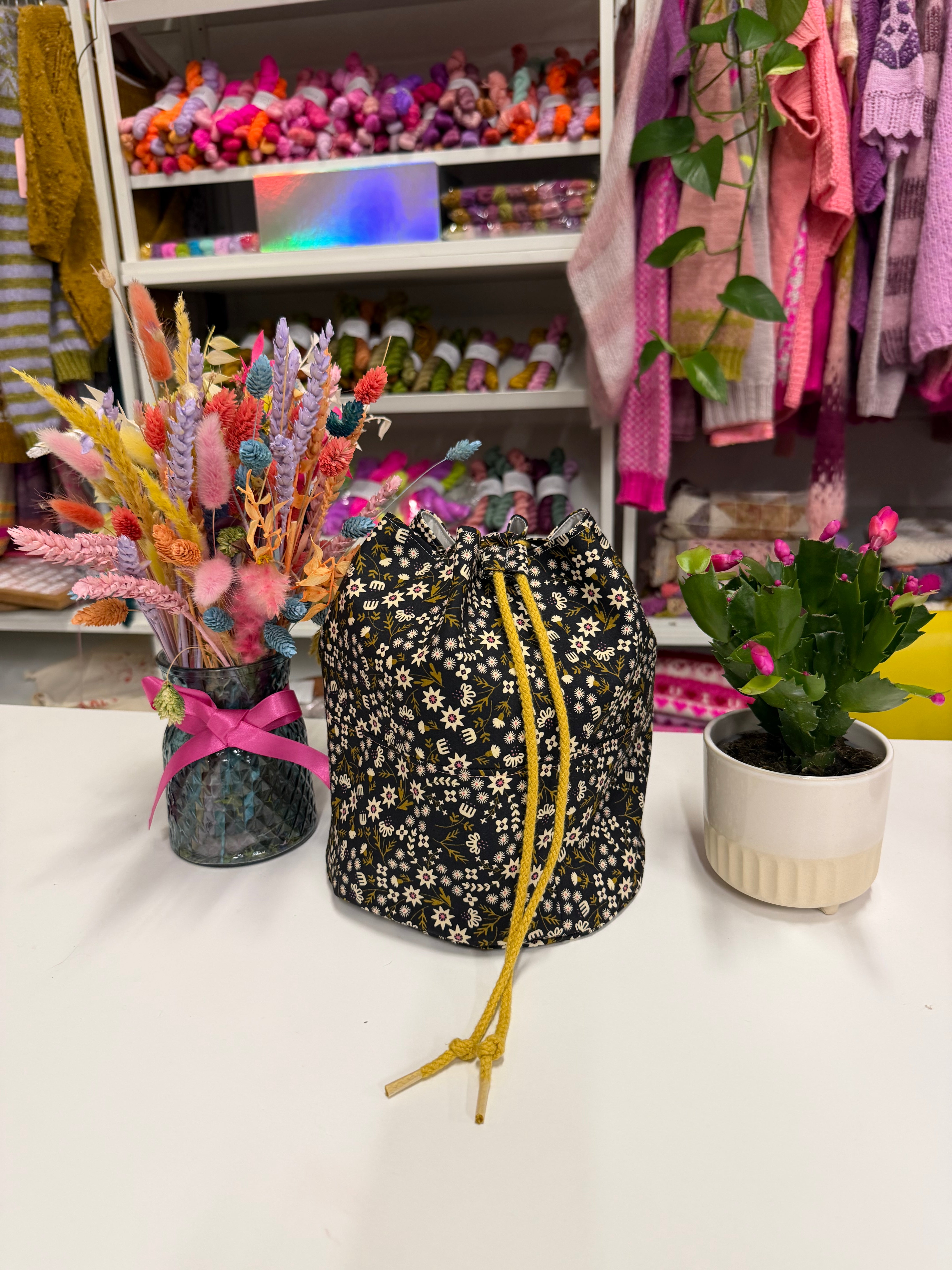 READY TO SHIP - Project Bag Style 05 -Grellow Flowers