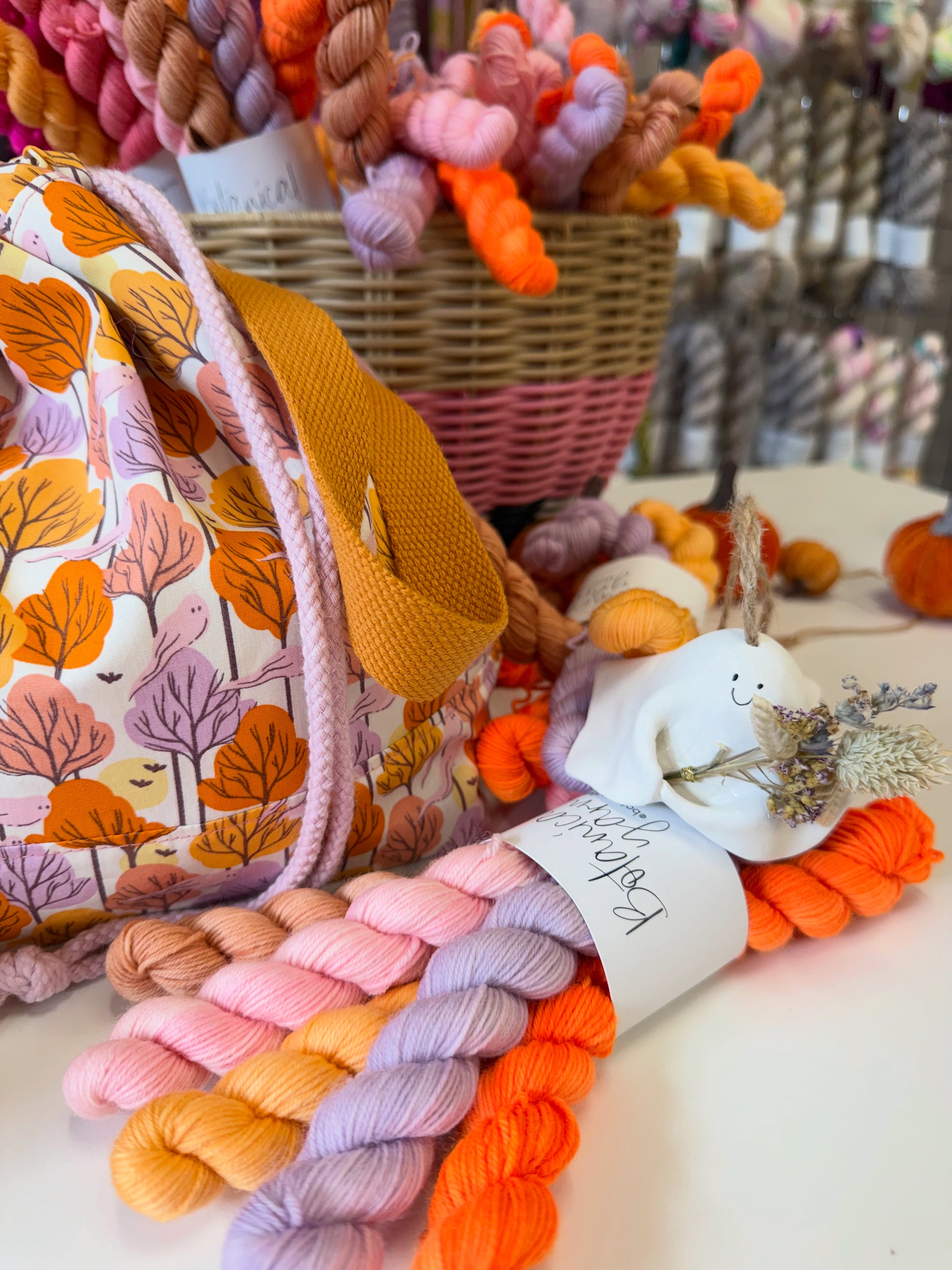 Ready to ship - Halloween Collection - Ghosting around the trees - 5 x 20g Mini Skein Set