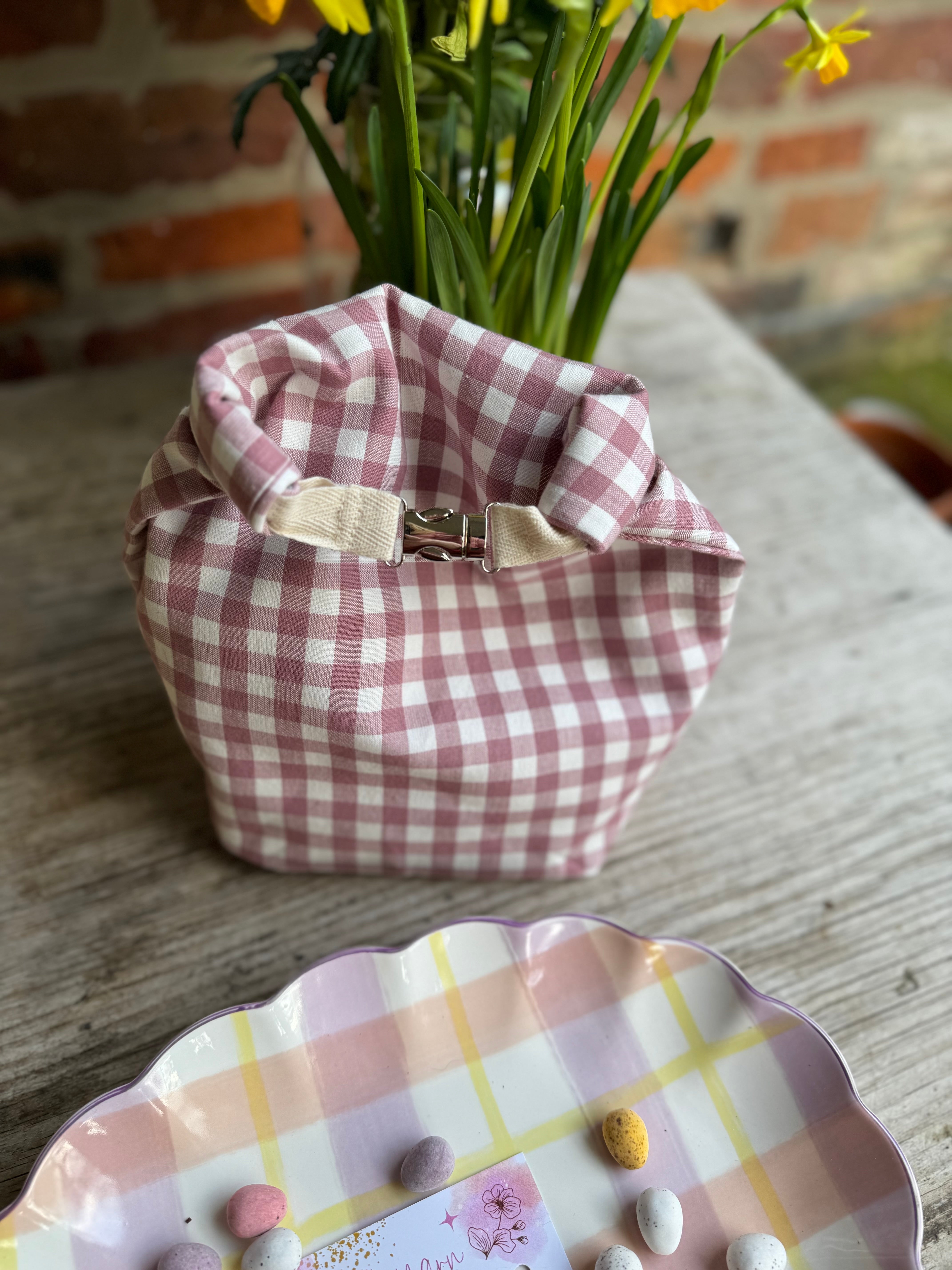 Project Bag Style 04 - Roll Top - Mauve Gingham