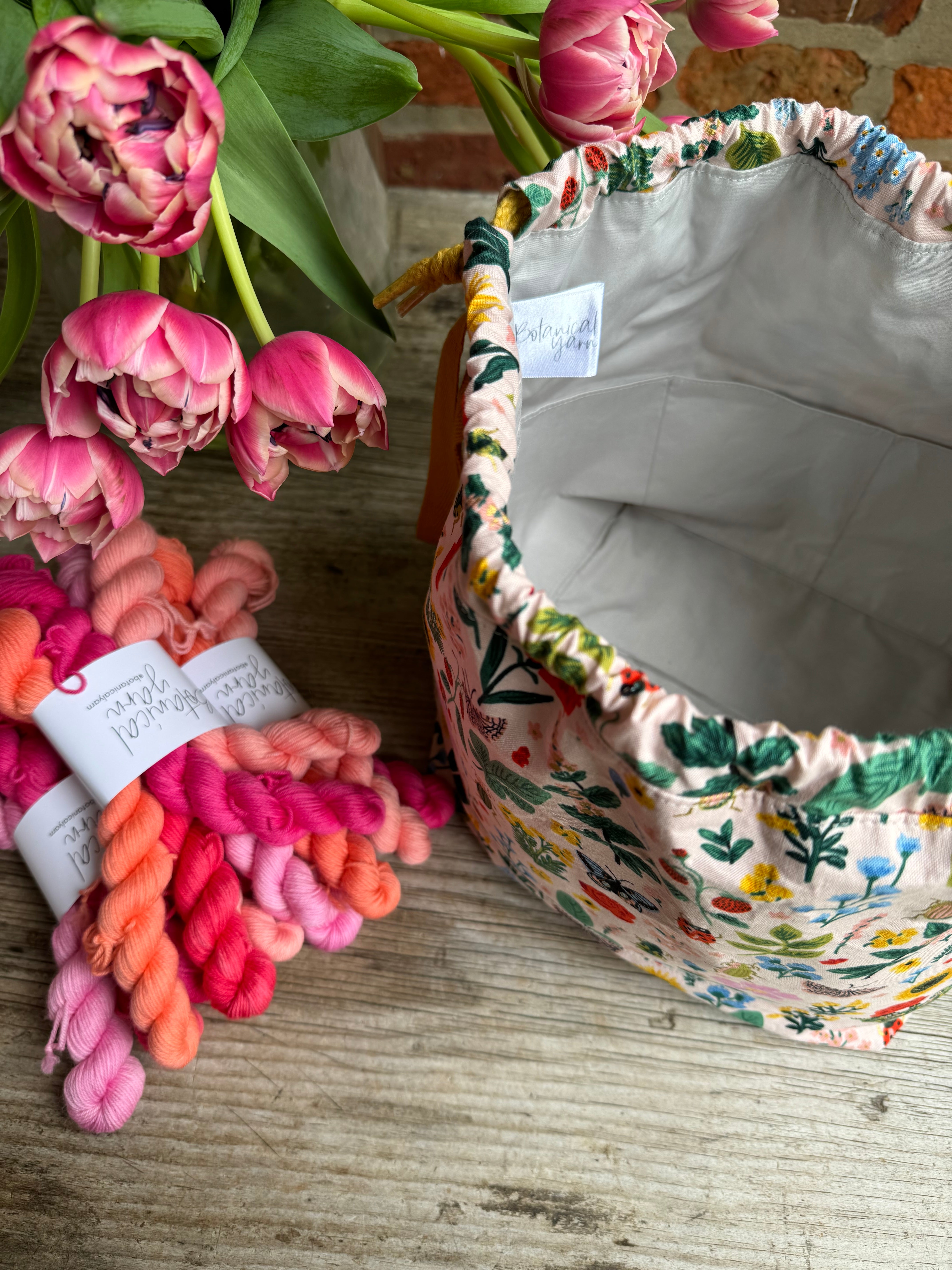 Made to order - Project Bag Style 01 - Florals + Bugs