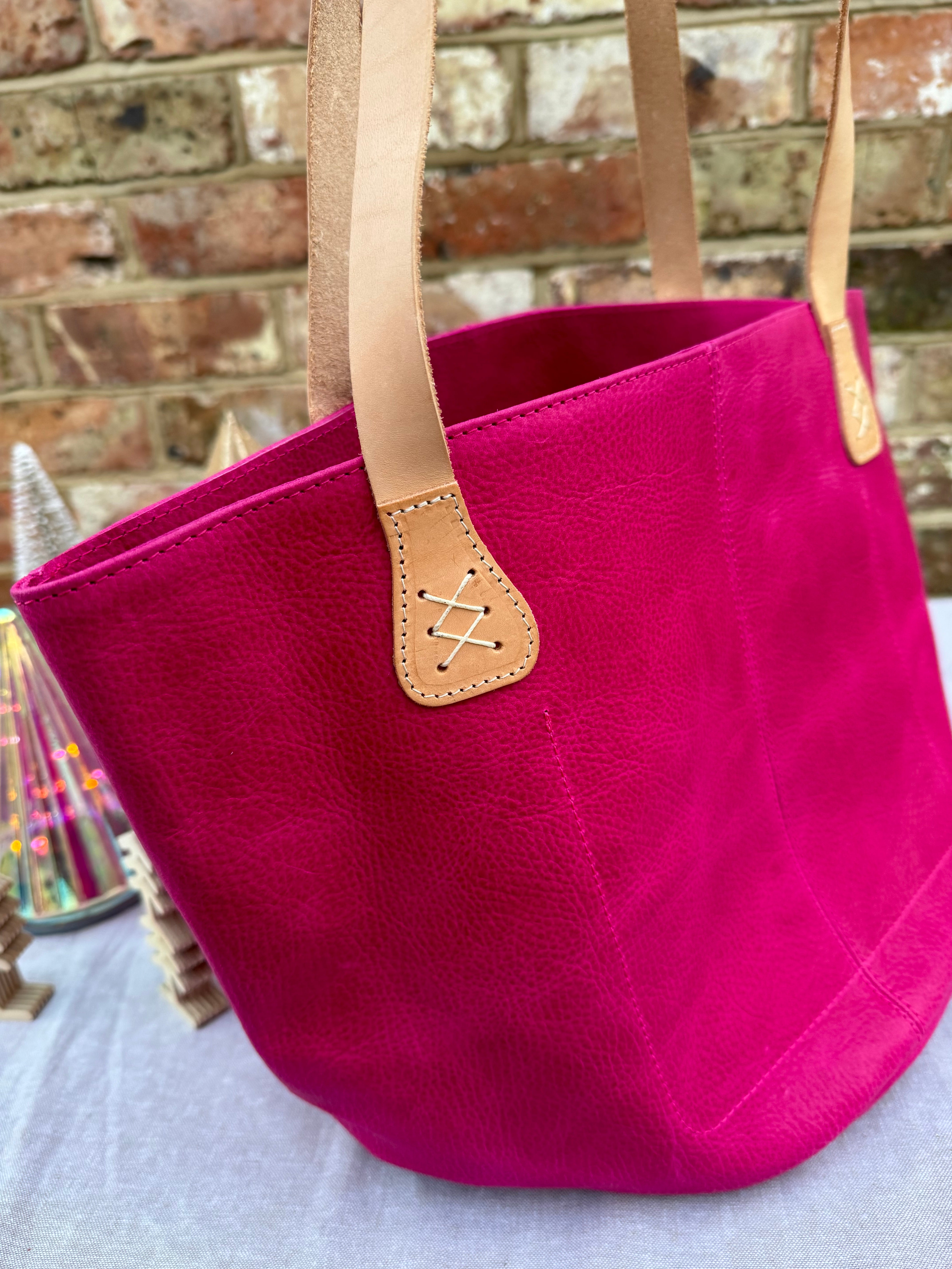 Hot pink leather online tote