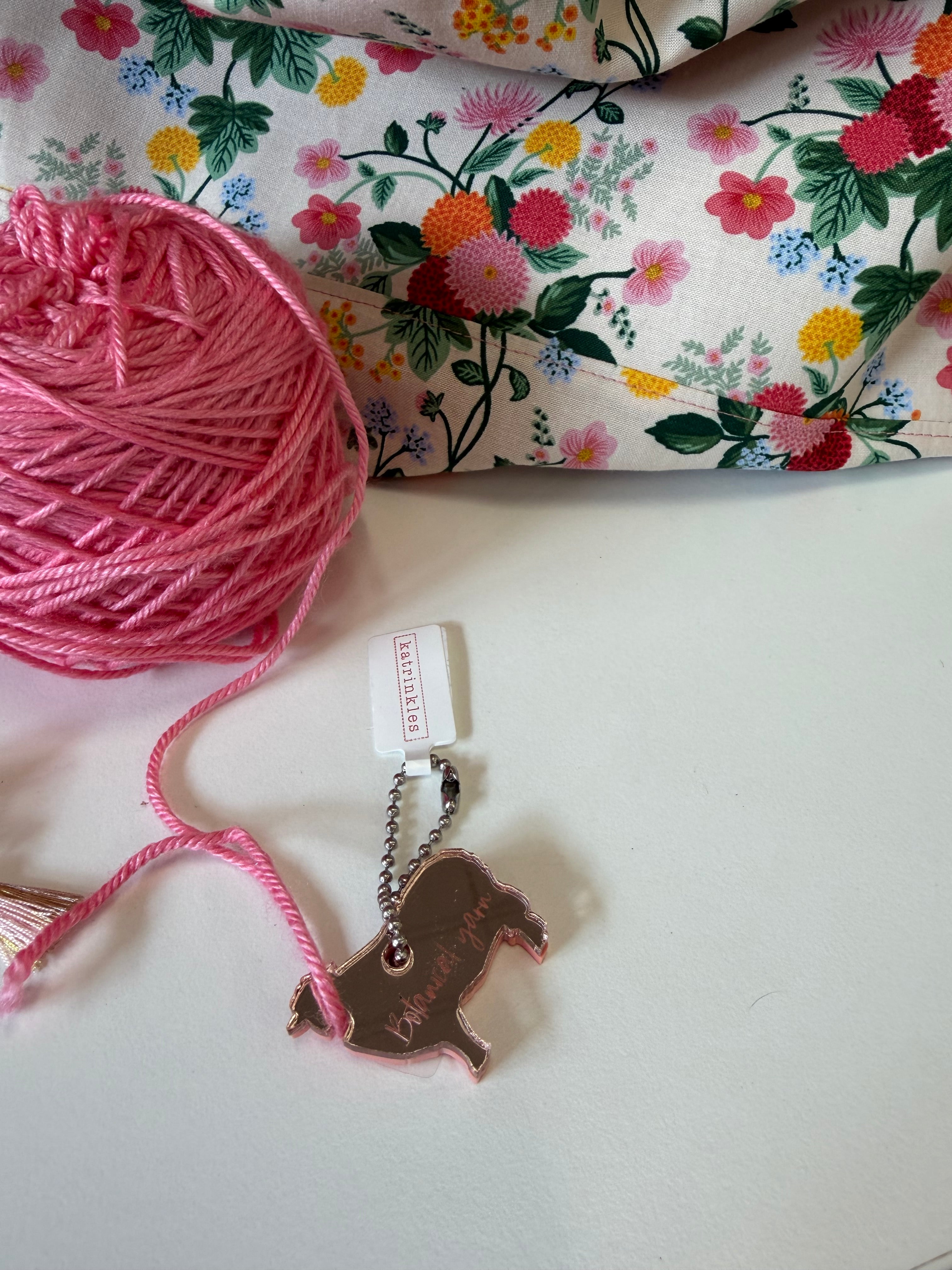 Katrinkles Botanical Yarn Rose Gold Sheep Yarn Cutter Keyring