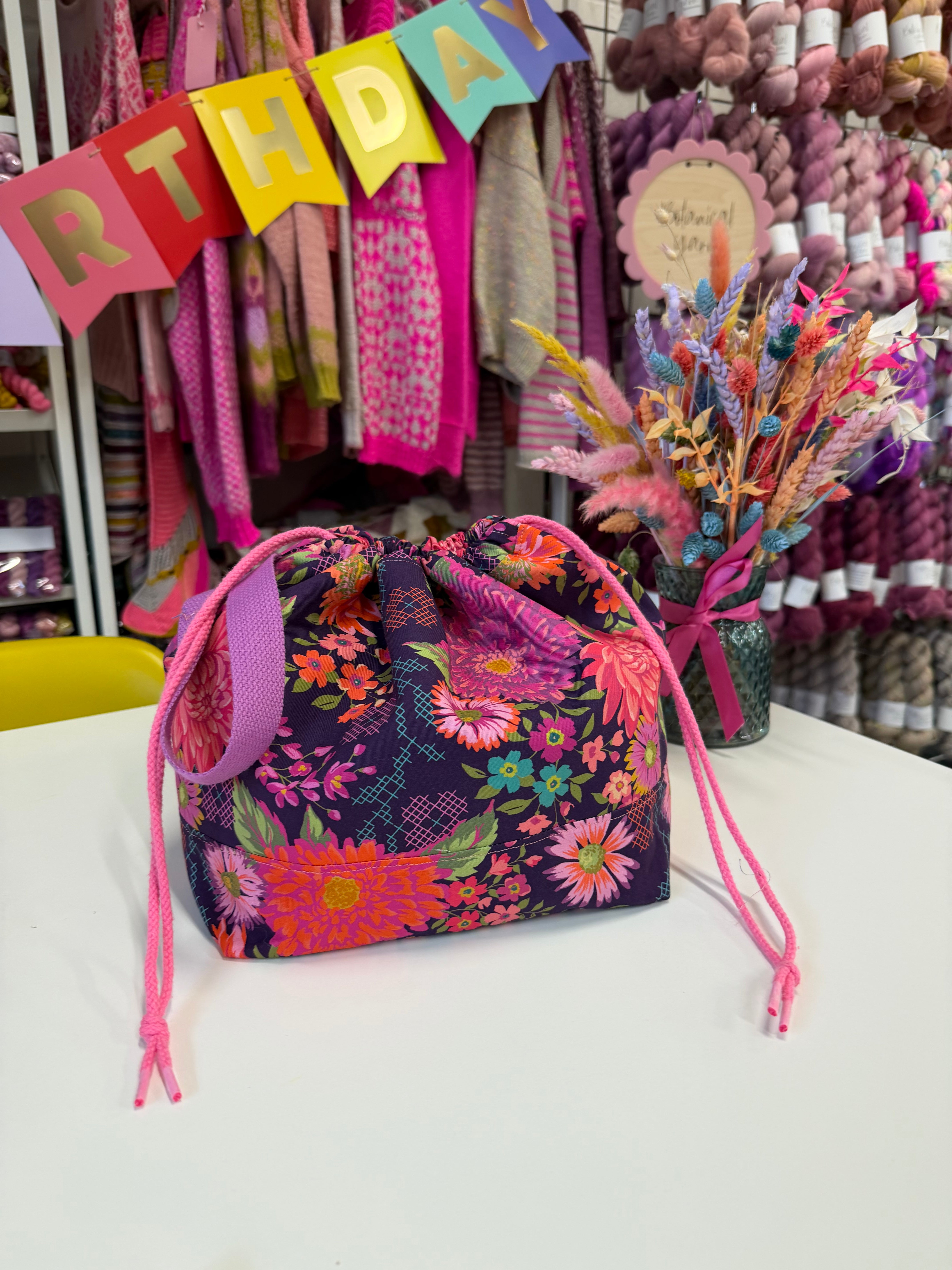 Made to order - Project Bag Style 01 - Burgundy Cross Stitch