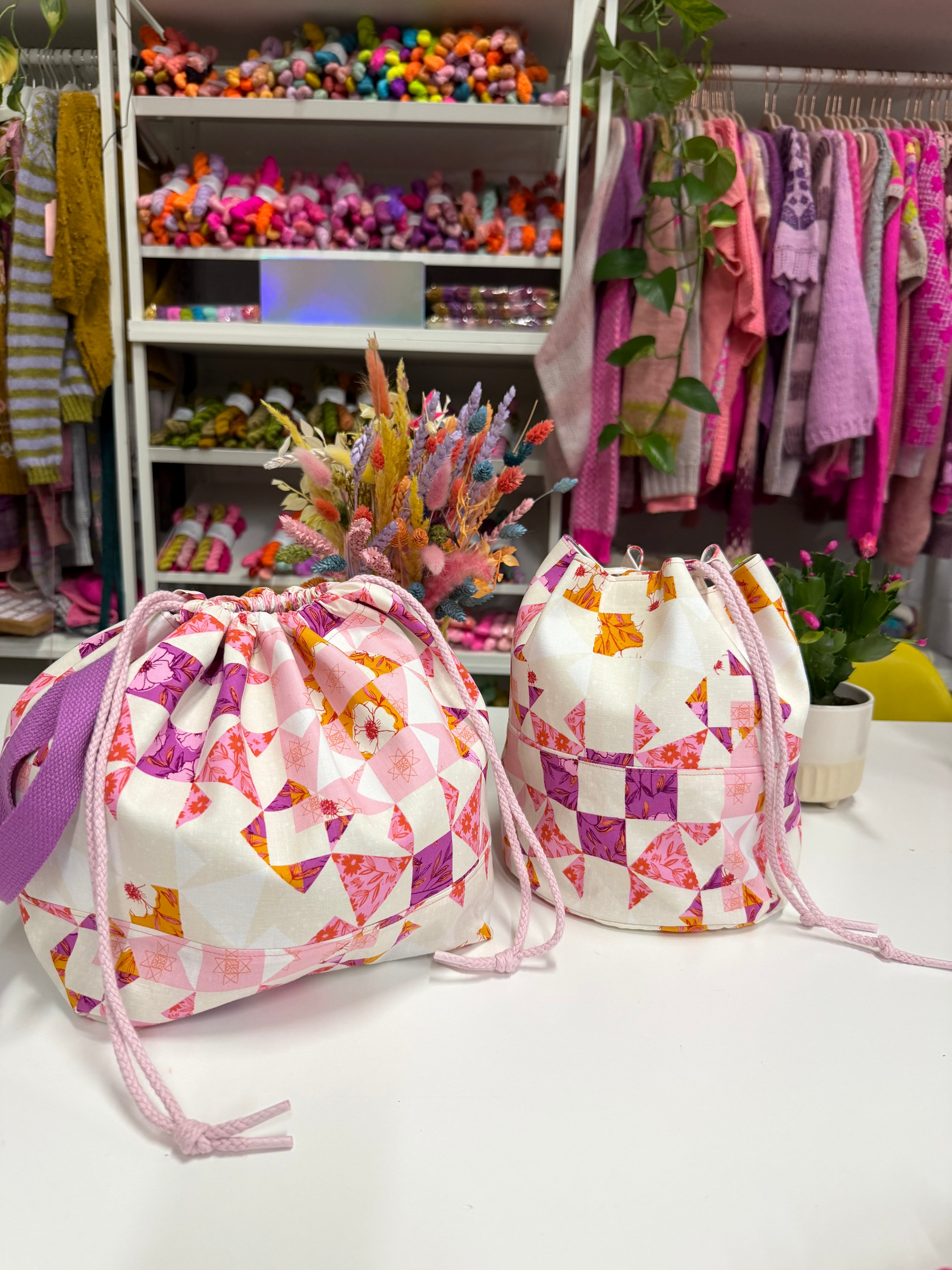 READY TO SHIP - Project Bag Style 05 - Floral Quilted Star