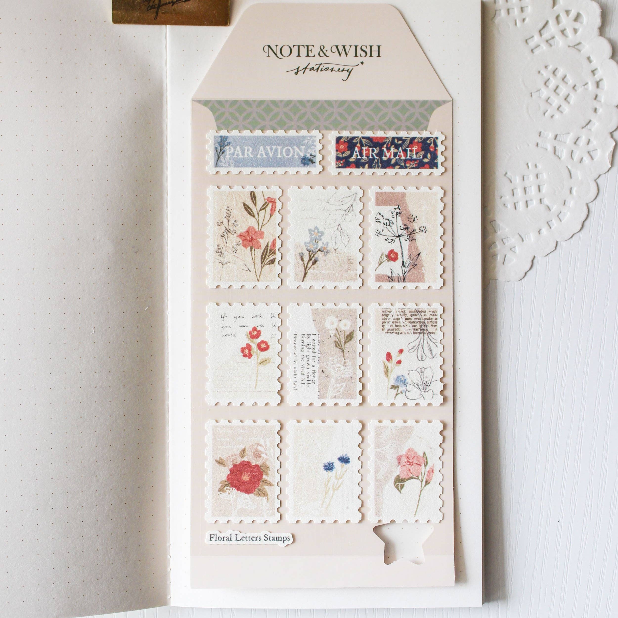 Floral Letters Stamp Stickers - Flower Stamp Stickers
