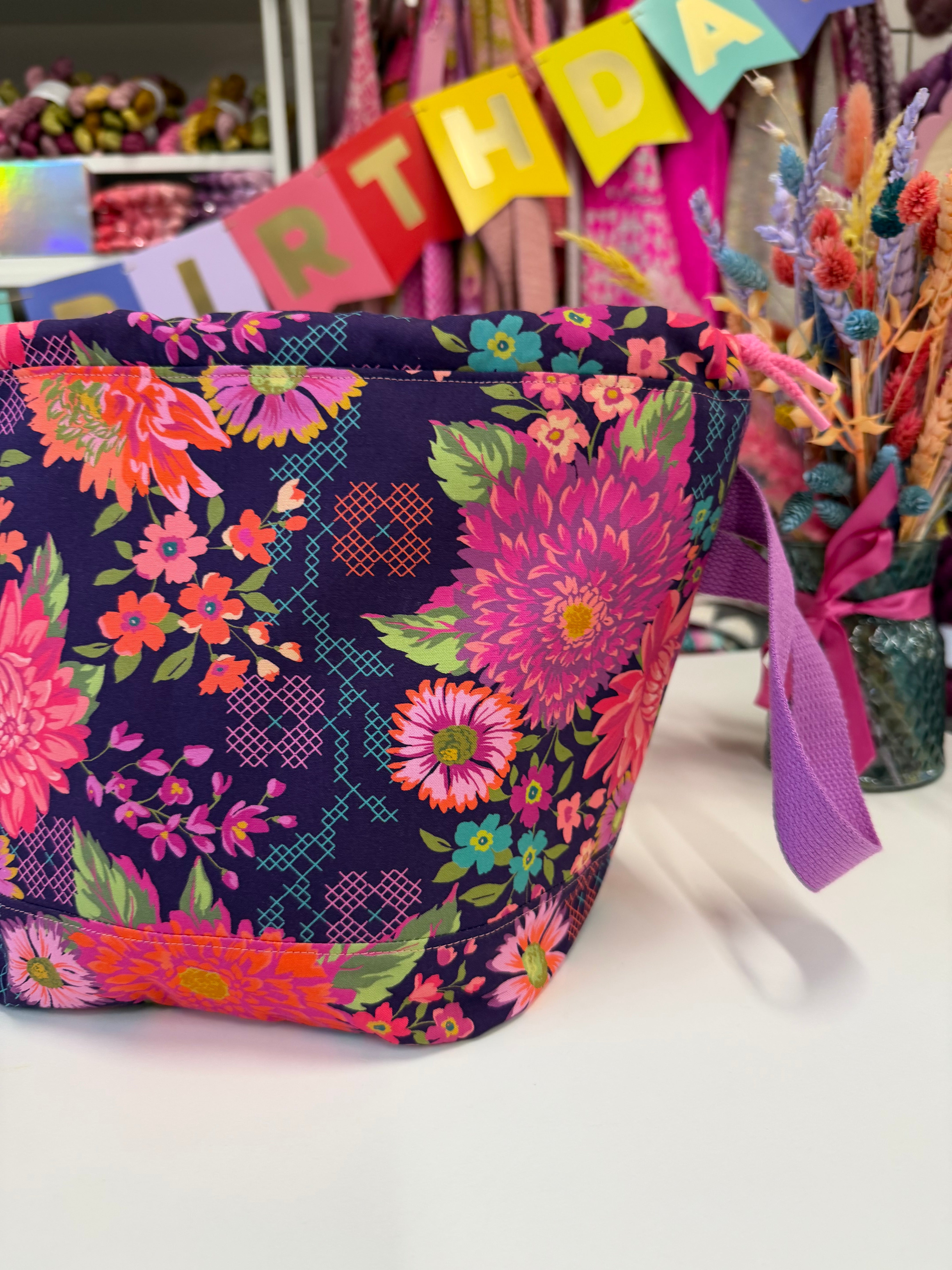 Made to order - Project Bag Style 01 - Burgundy Cross Stitch