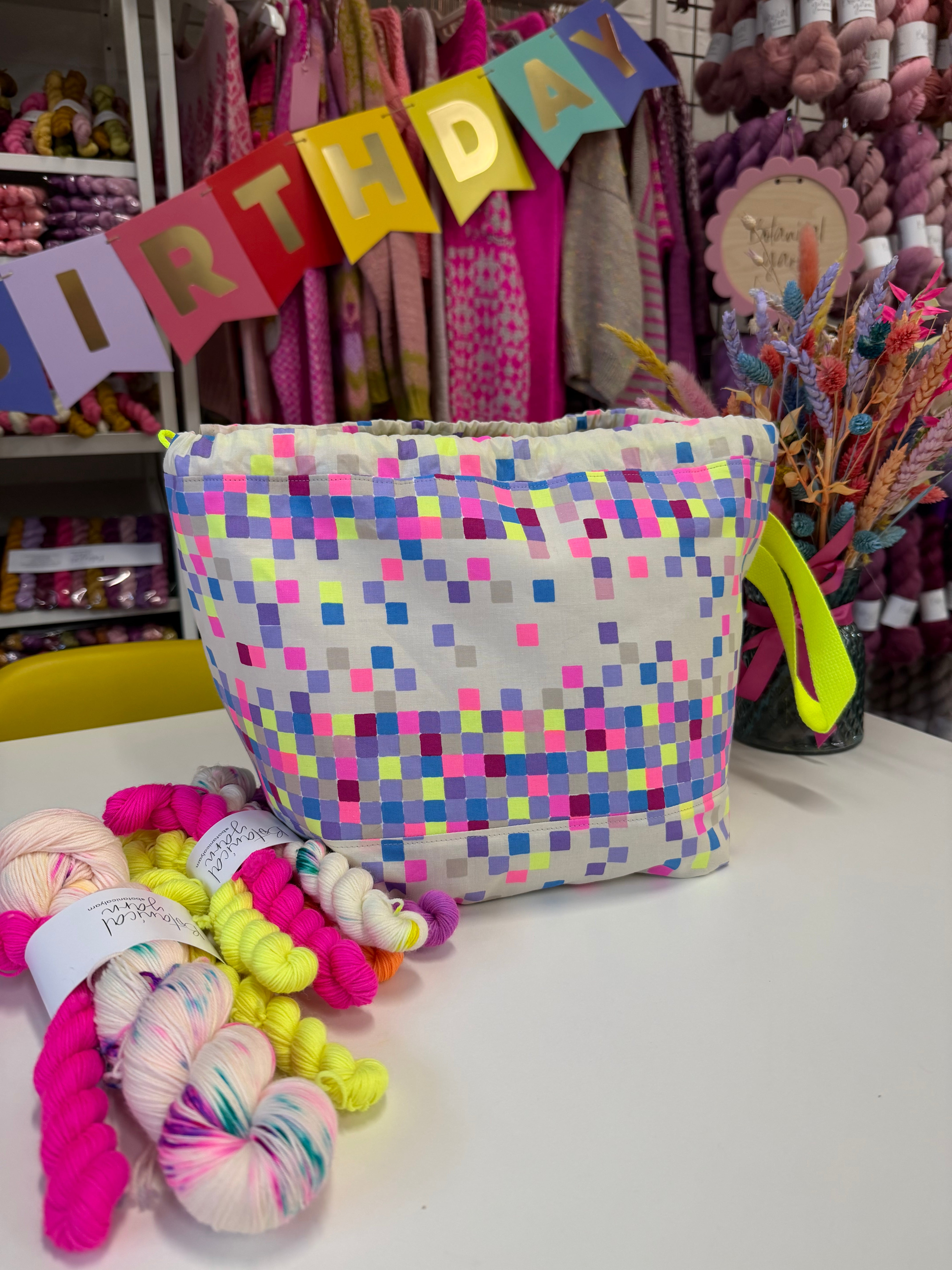 Made to order - Project Bag Style 01 - Neon Pixels