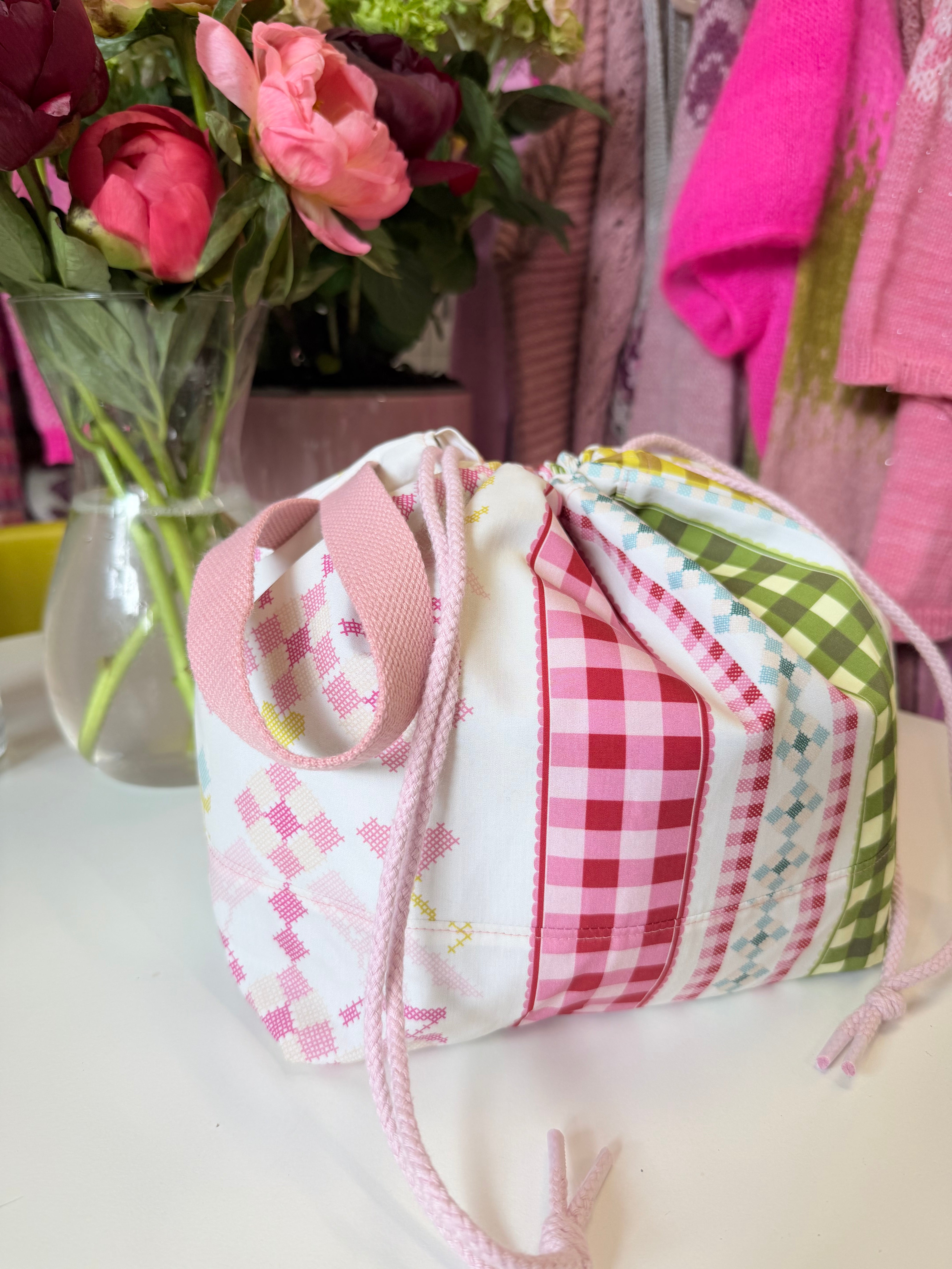 Made to order -  Project Bag Style 01 -  Cross Stitch Gingham