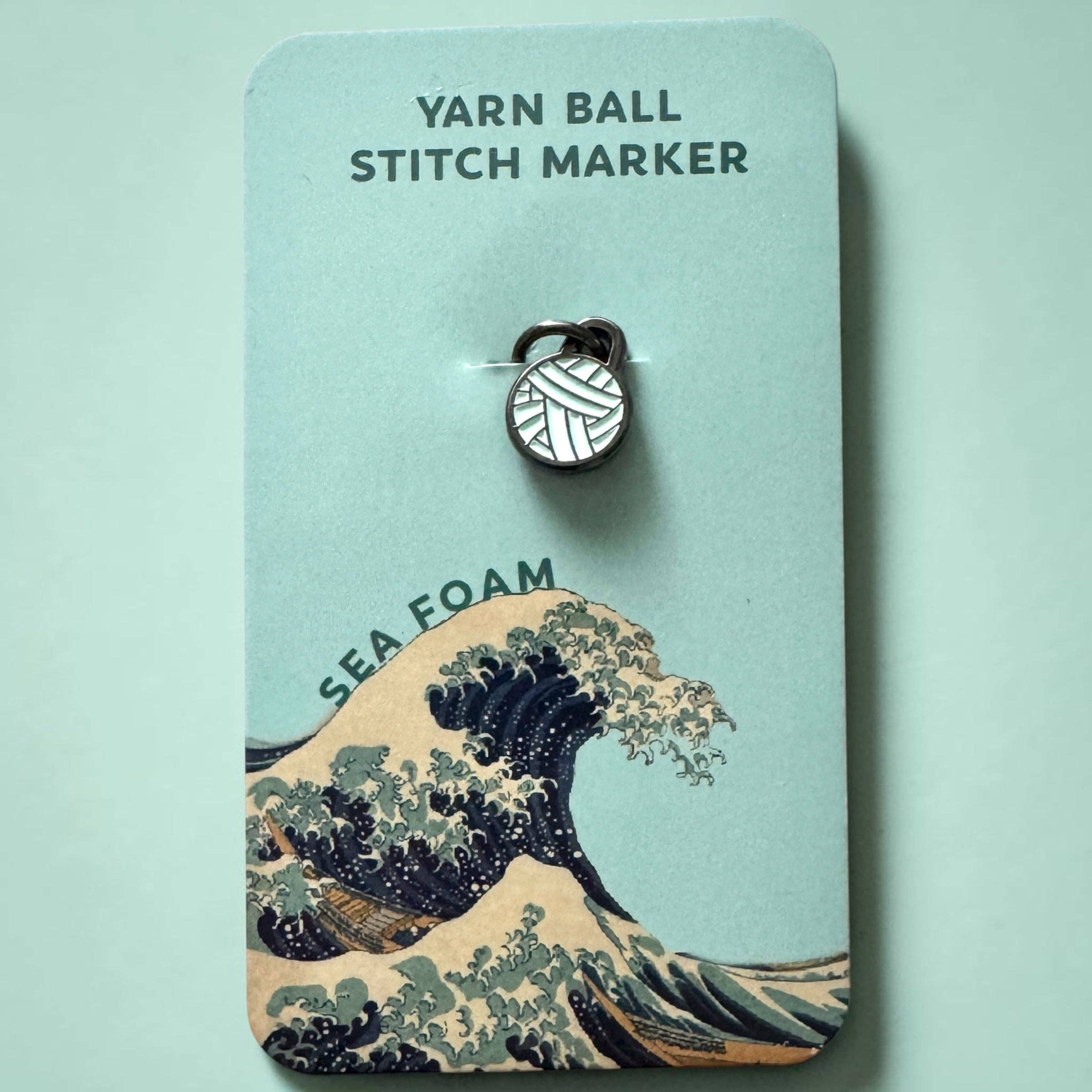Seafoam Yarn Ball Stitch Marker single – Enamel Knitting Markers