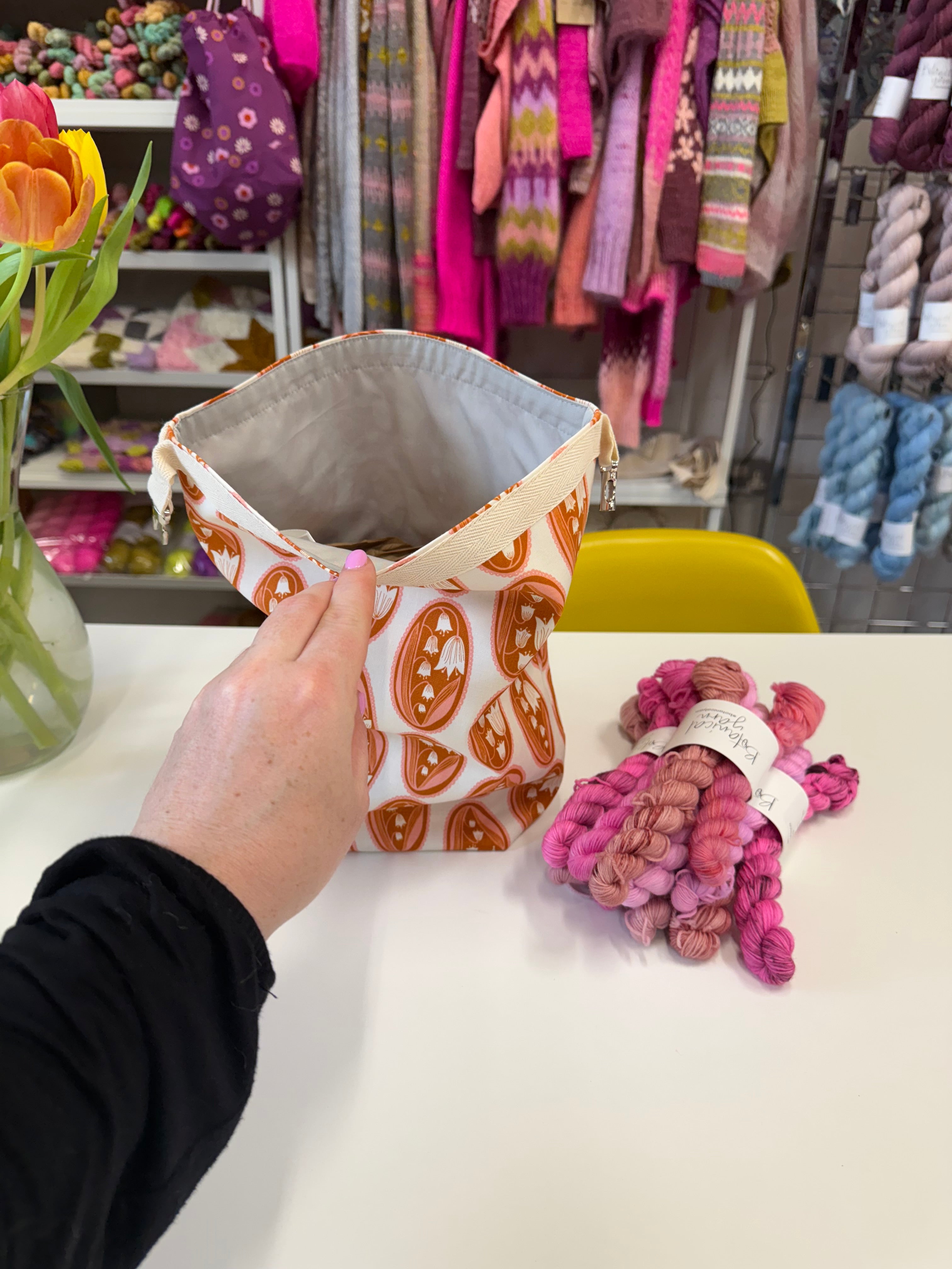 Made to order - Project Bag Style 04 - Roll Top - Lily of the Valley