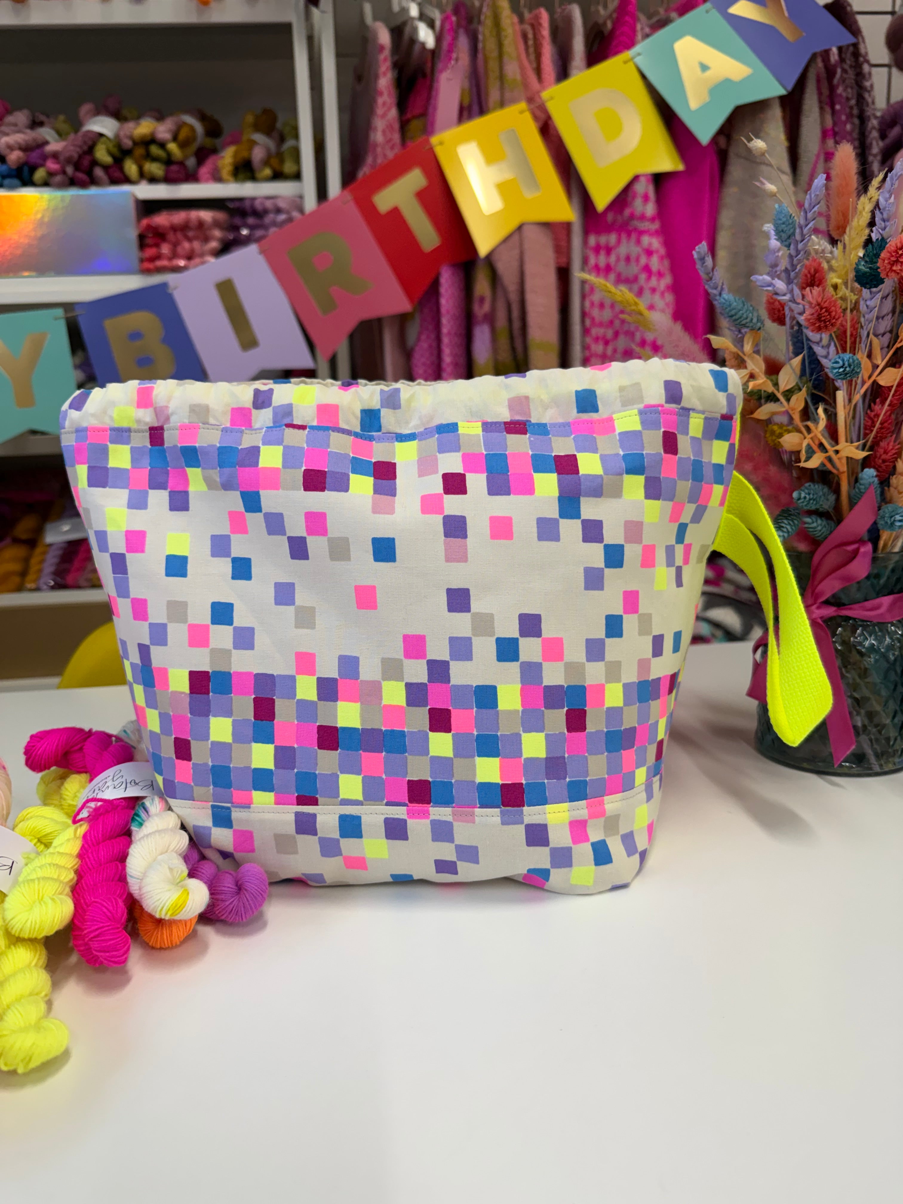 Made to order - Project Bag Style 01 - Neon Pixels