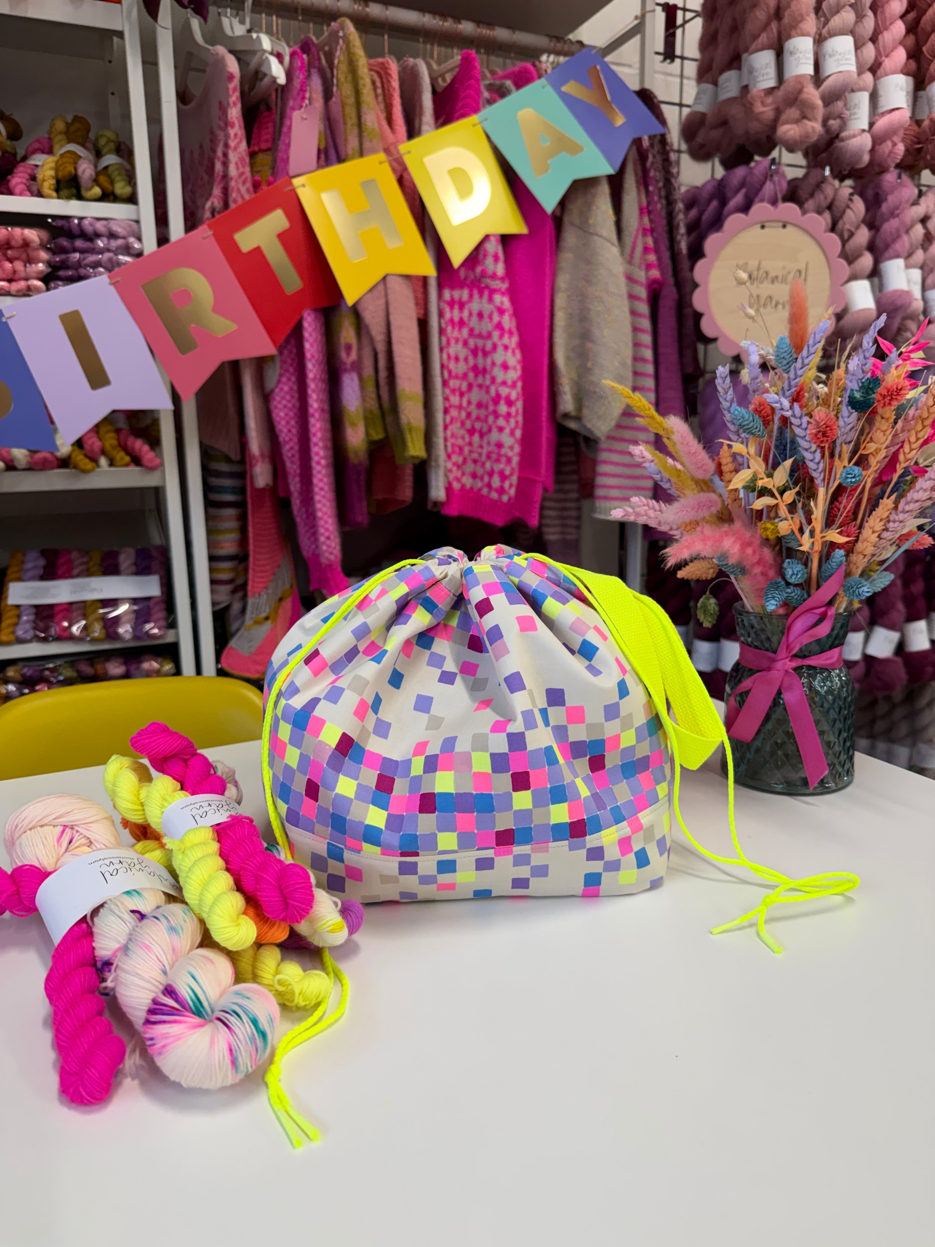 Made to order - Project Bag Style 01 - Neon Pixels