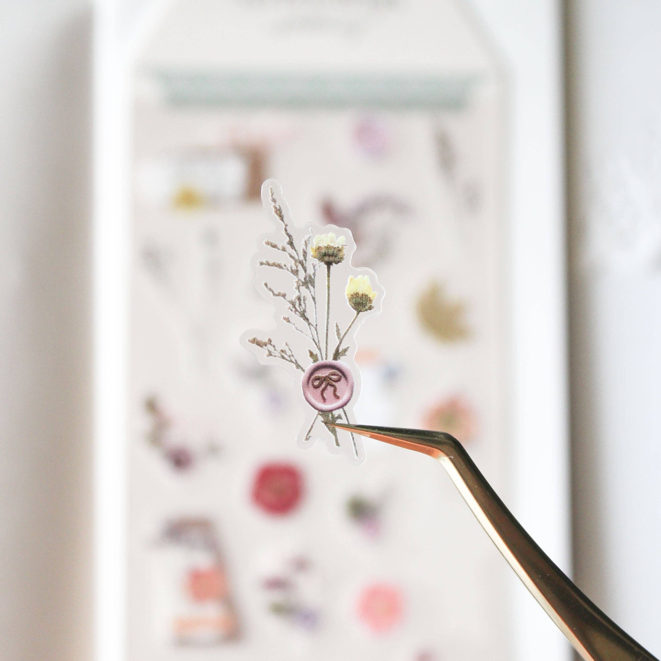 Vintage Botanical Journal Stickers - Pressed Petals PVC Sticker Sheet