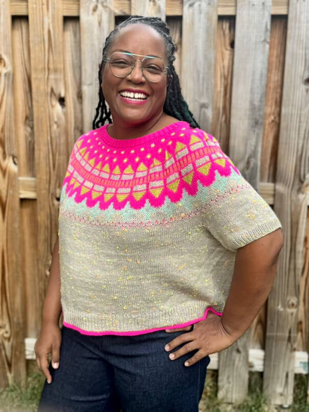 Garden Genser Sweater Kit by Shay Johnson (the neon version)