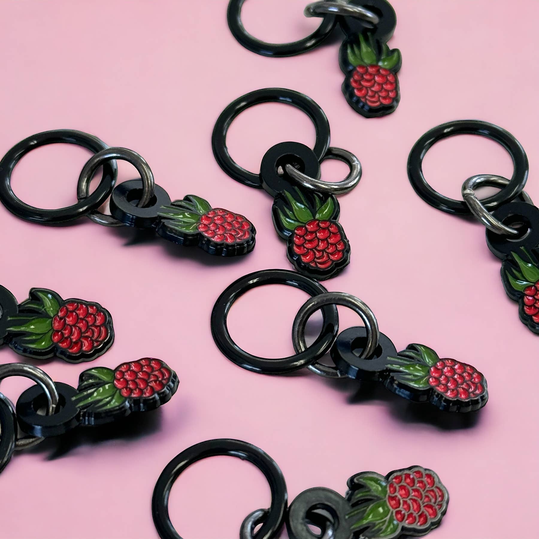 Raspberry stitch markers for knitting