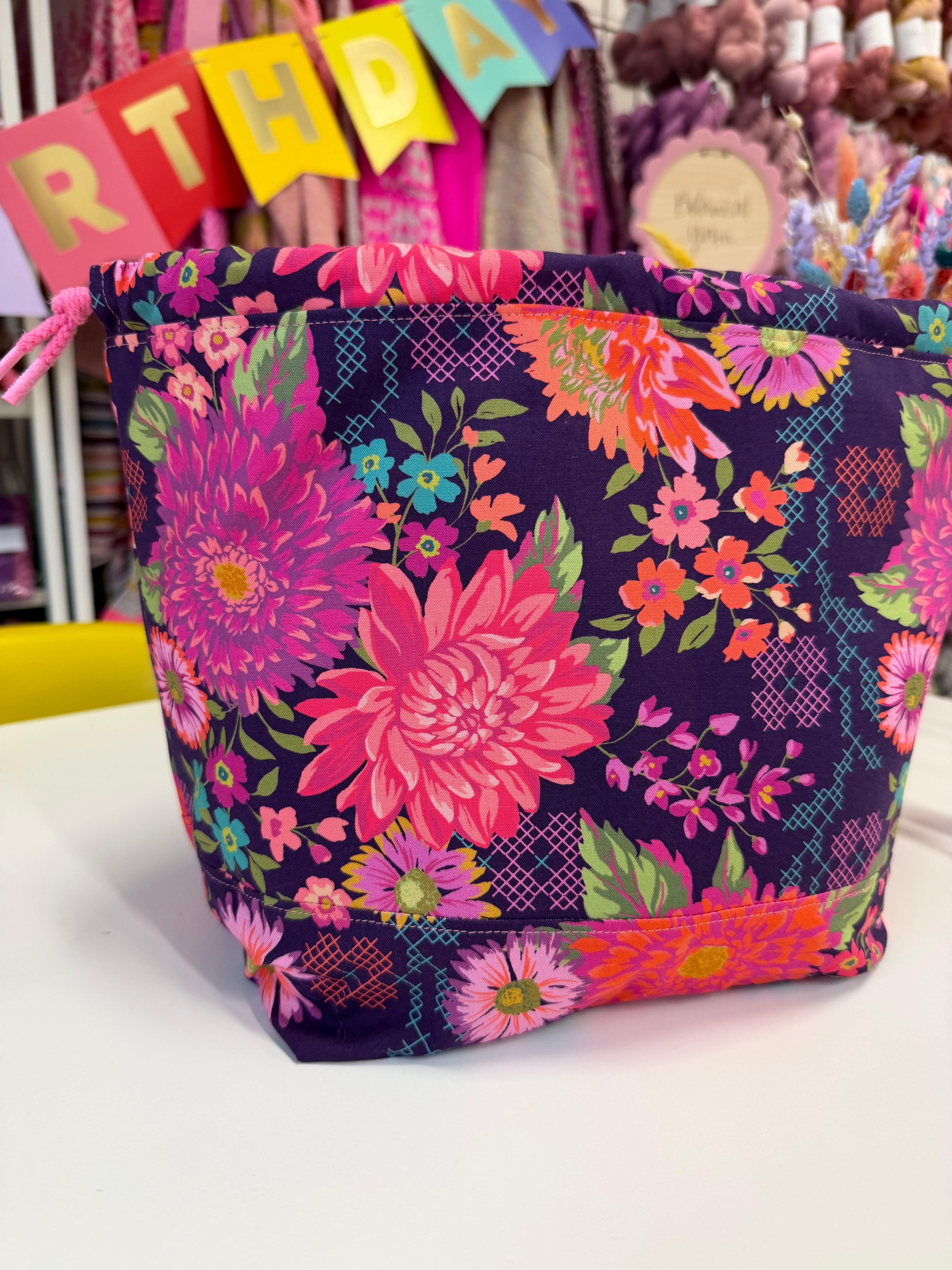 Made to order - Project Bag Style 01 - Burgundy Cross Stitch