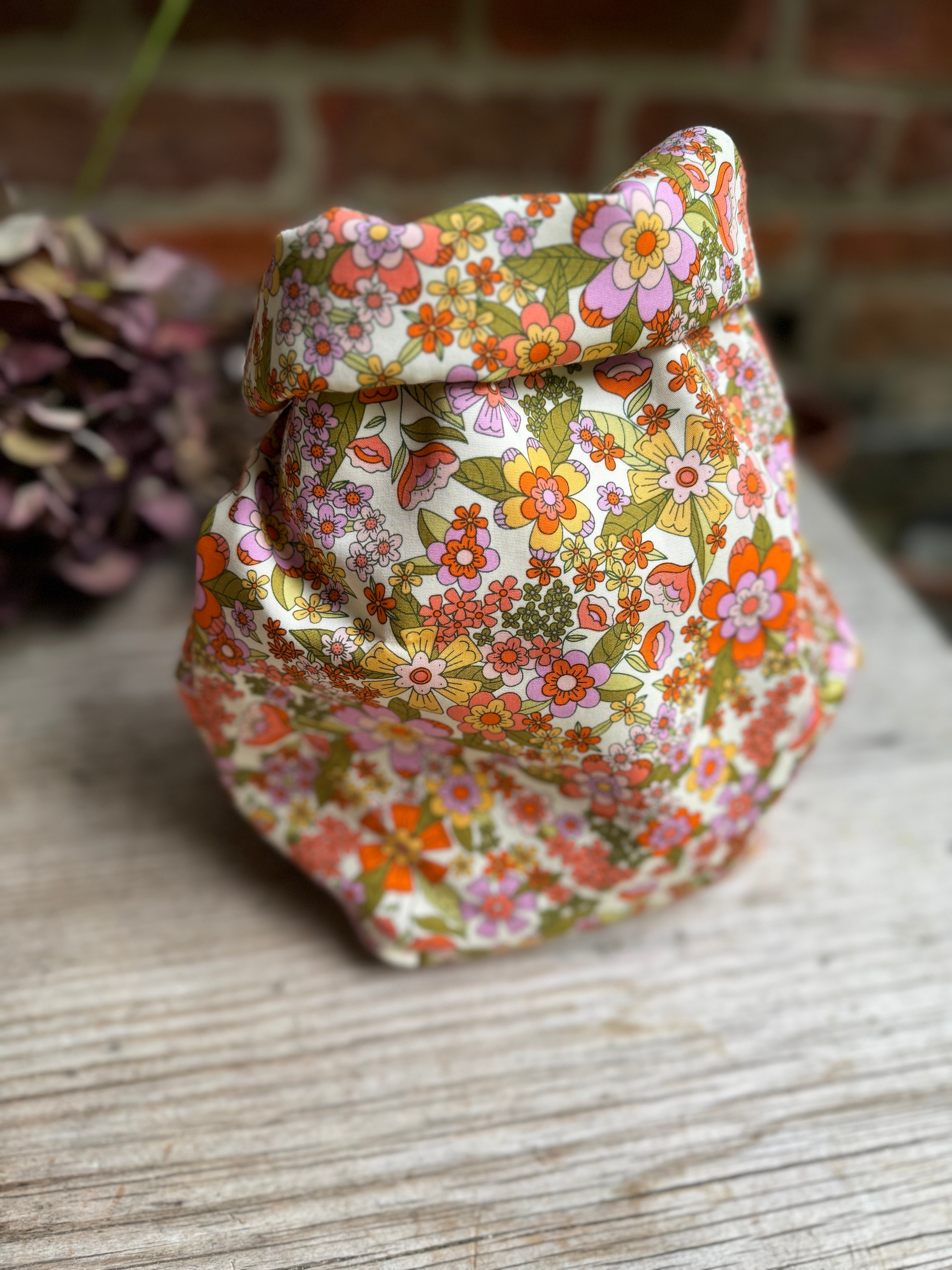 Project Bag Style 04 - Roll Top -  Yellow and Pink Vibe floral fabric