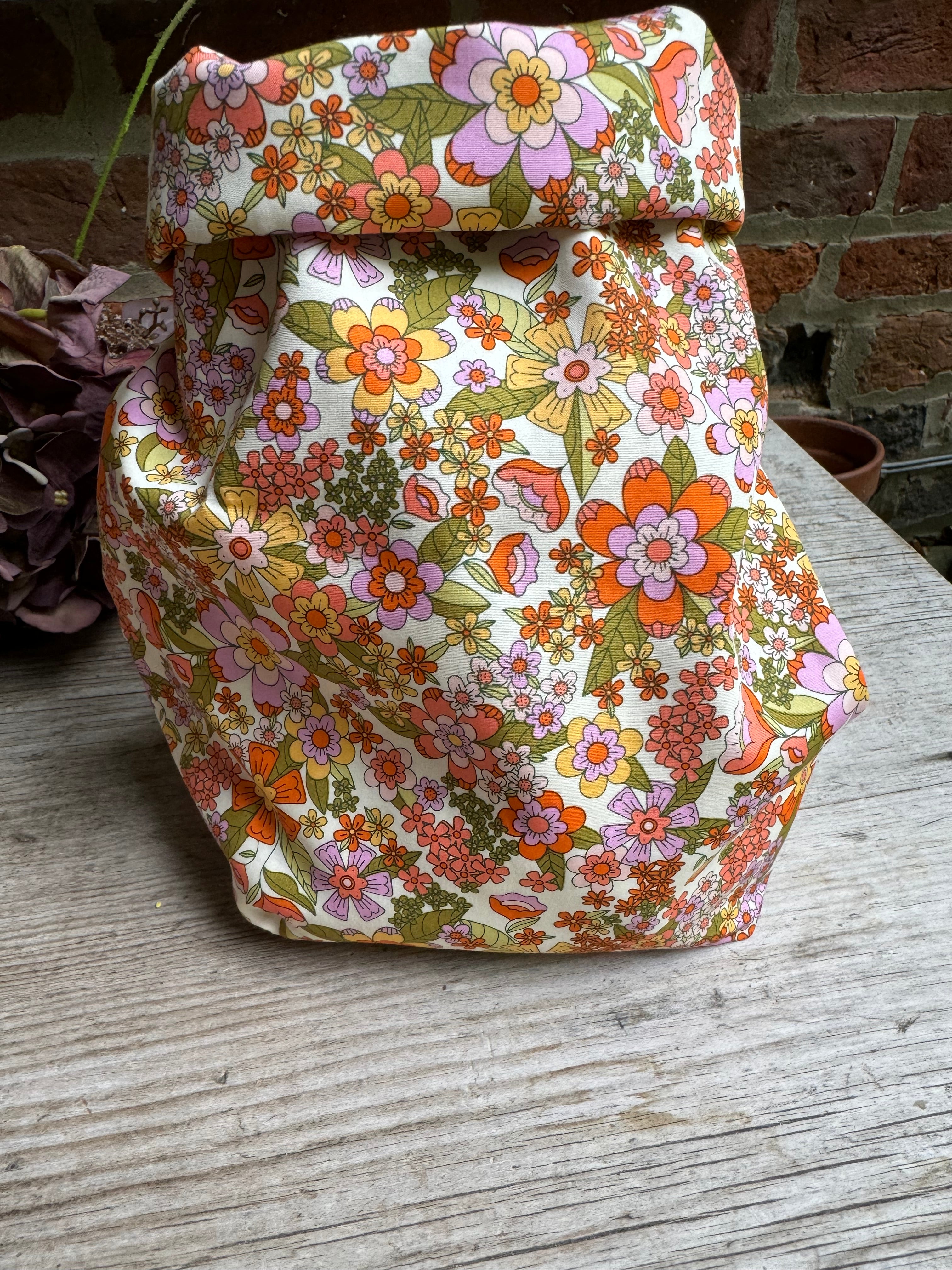 Project Bag Style 04 - Roll Top -  Yellow and Pink Vibe floral fabric