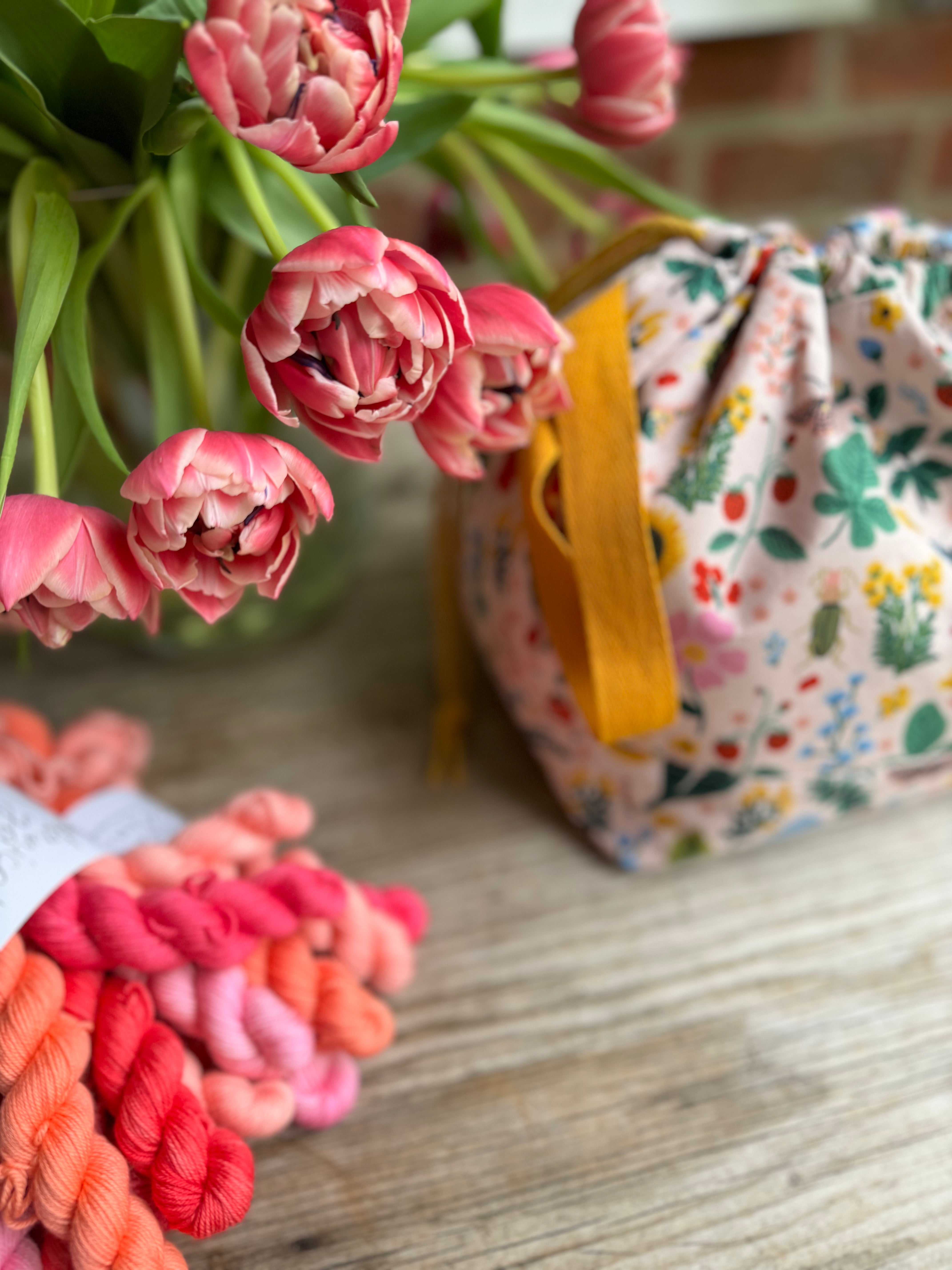 Made to order - Project Bag Style 01 - Florals + Bugs