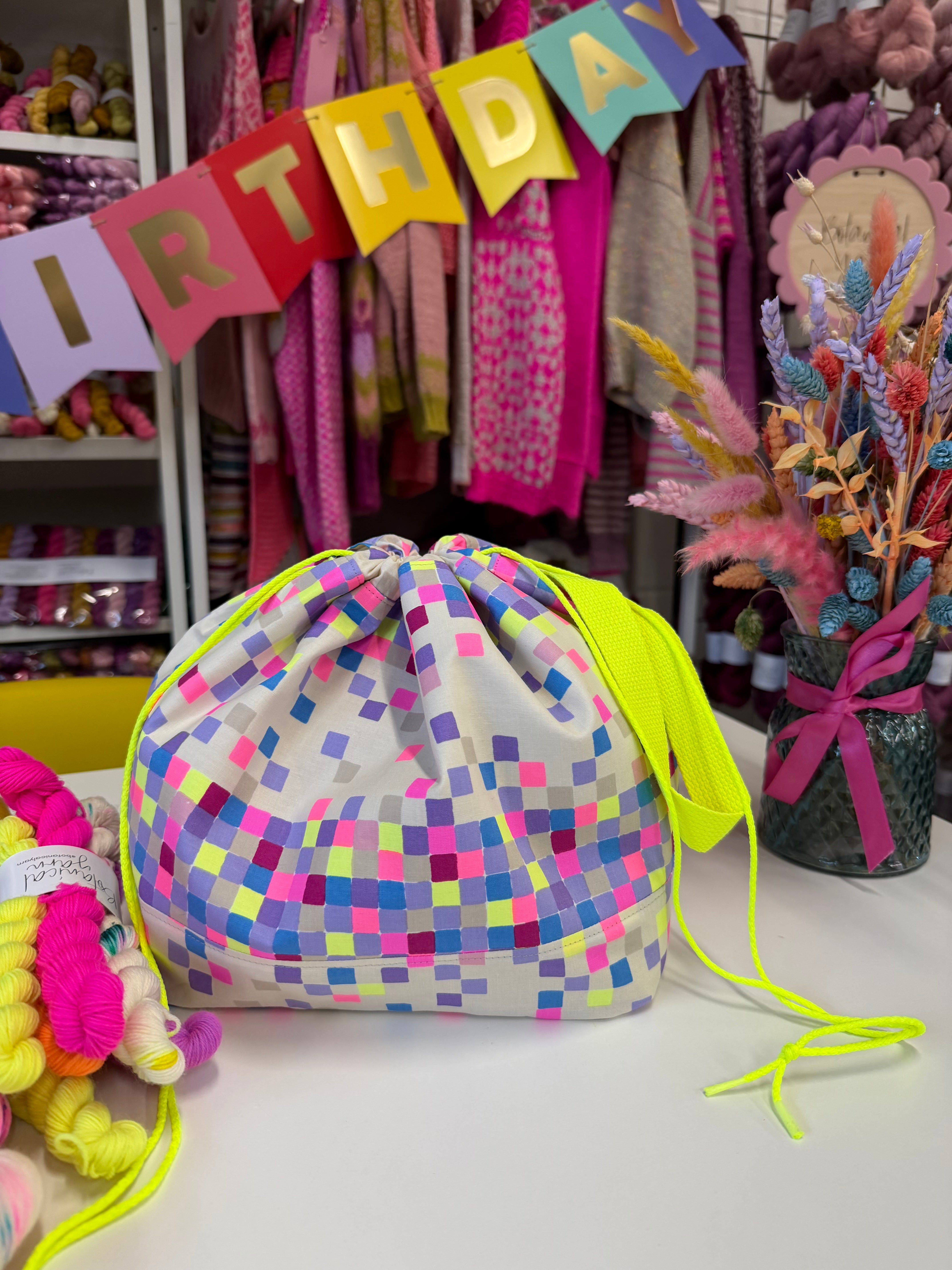 Made to order - Project Bag Style 01 - Neon Pixels