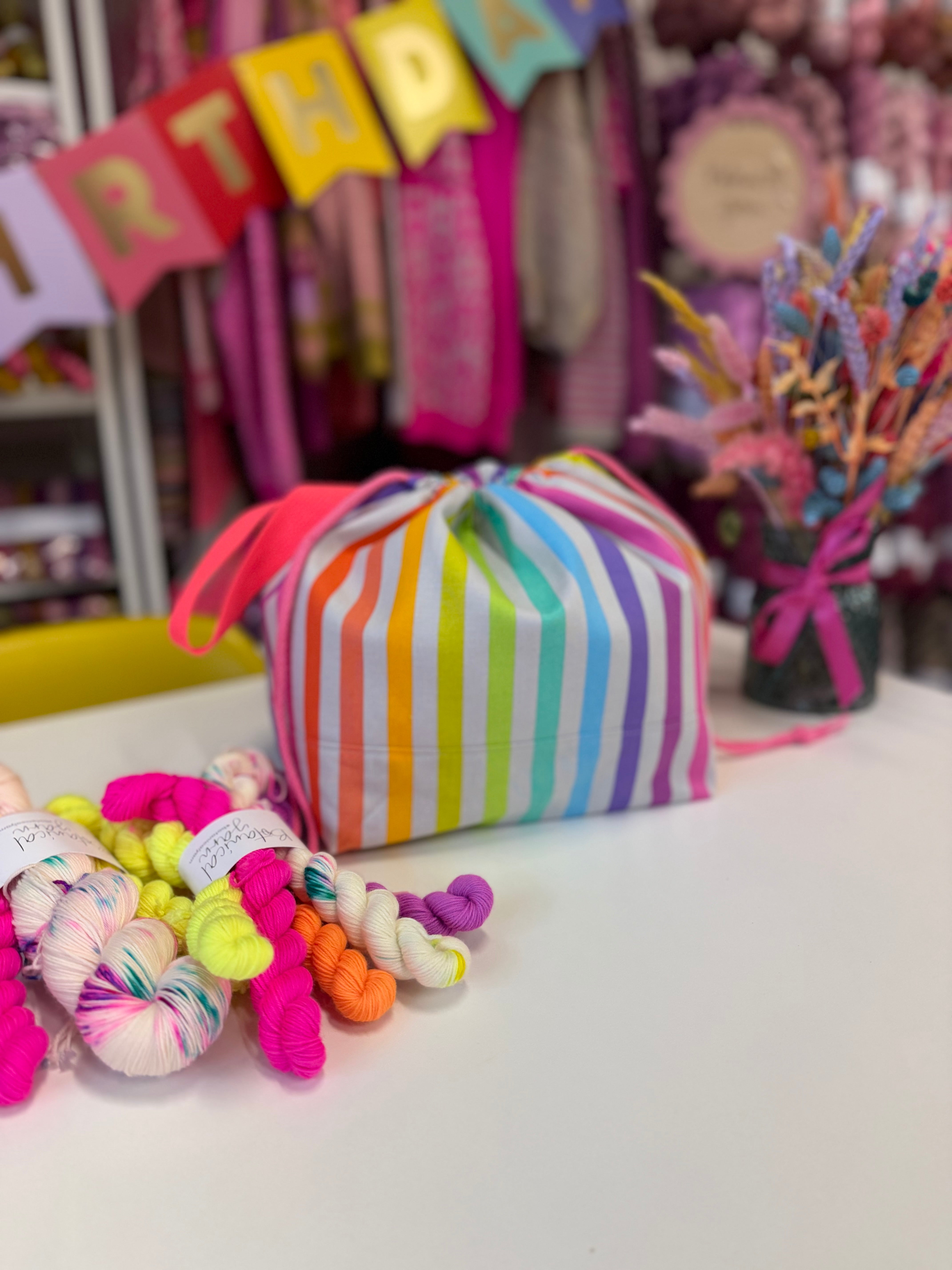 Made to order - Project Bag Style 01 - Rainbow Stripes