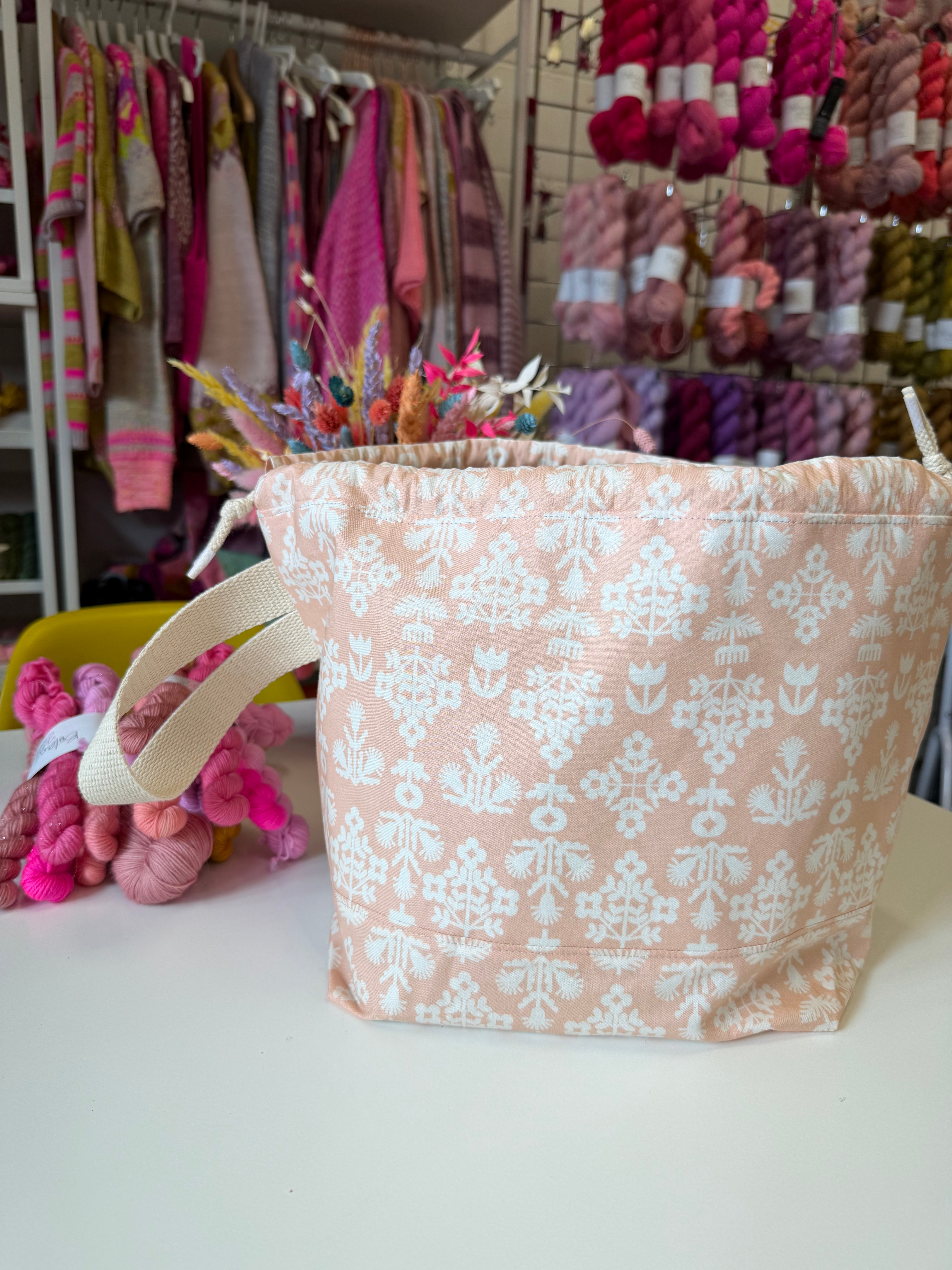 Made to order - Project Bag Style 01 -  Pastel Pink Geometric Floral