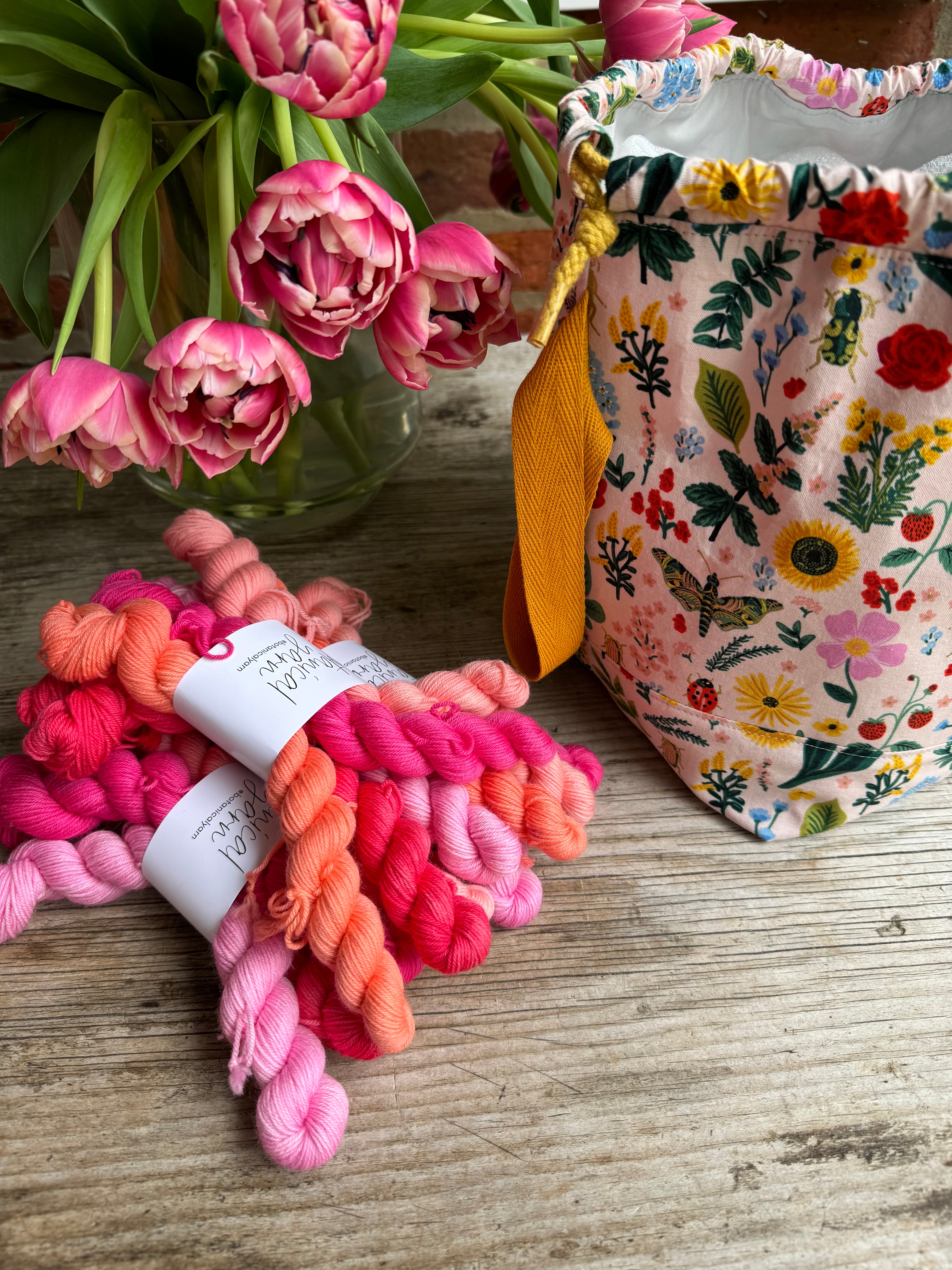 Made to order - Project Bag Style 01 - Florals + Bugs