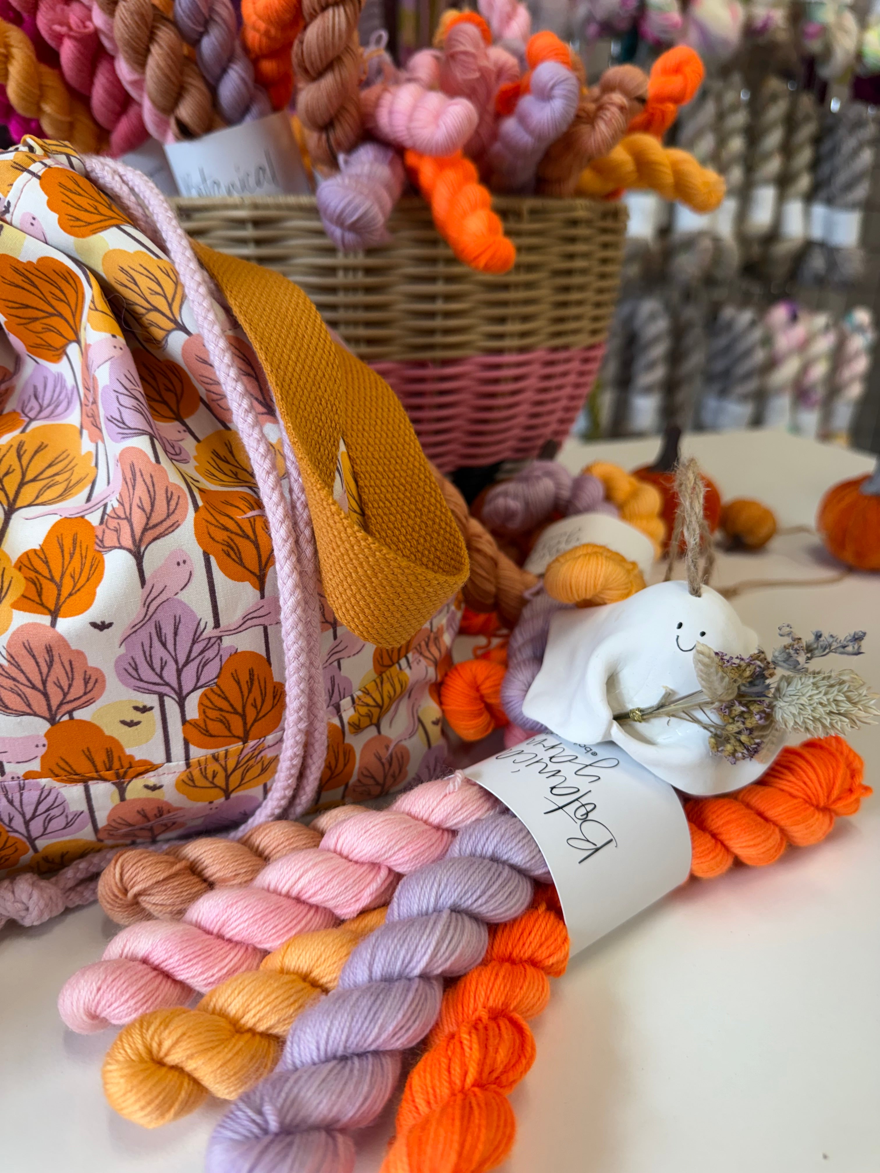 Ready to ship - Halloween Collection - Ghosting around the trees - 5 x 20g Mini Skein Set