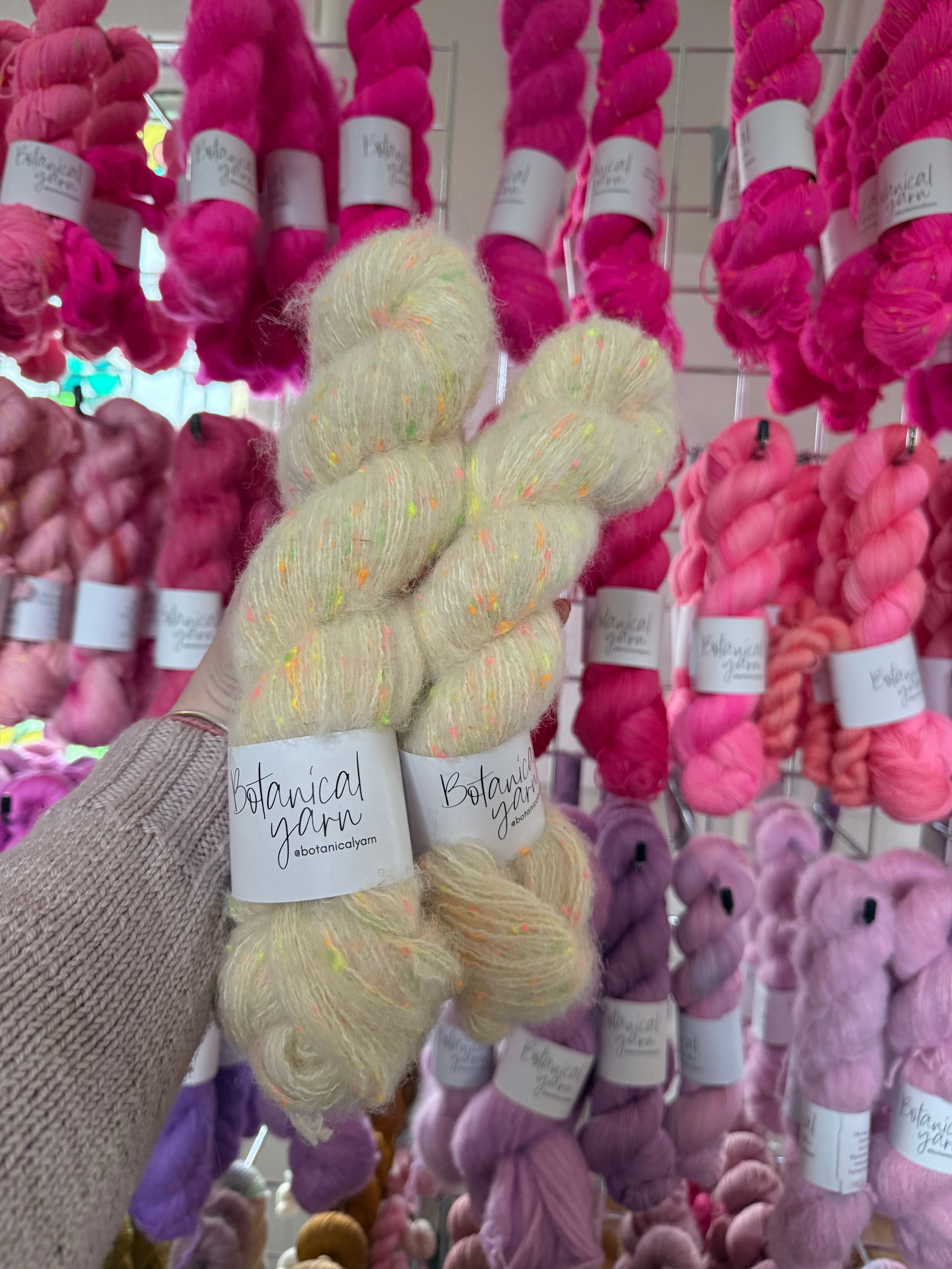 New Yarn Base - Undyed Neon Nep Fluff Suri Alpaca yarn!