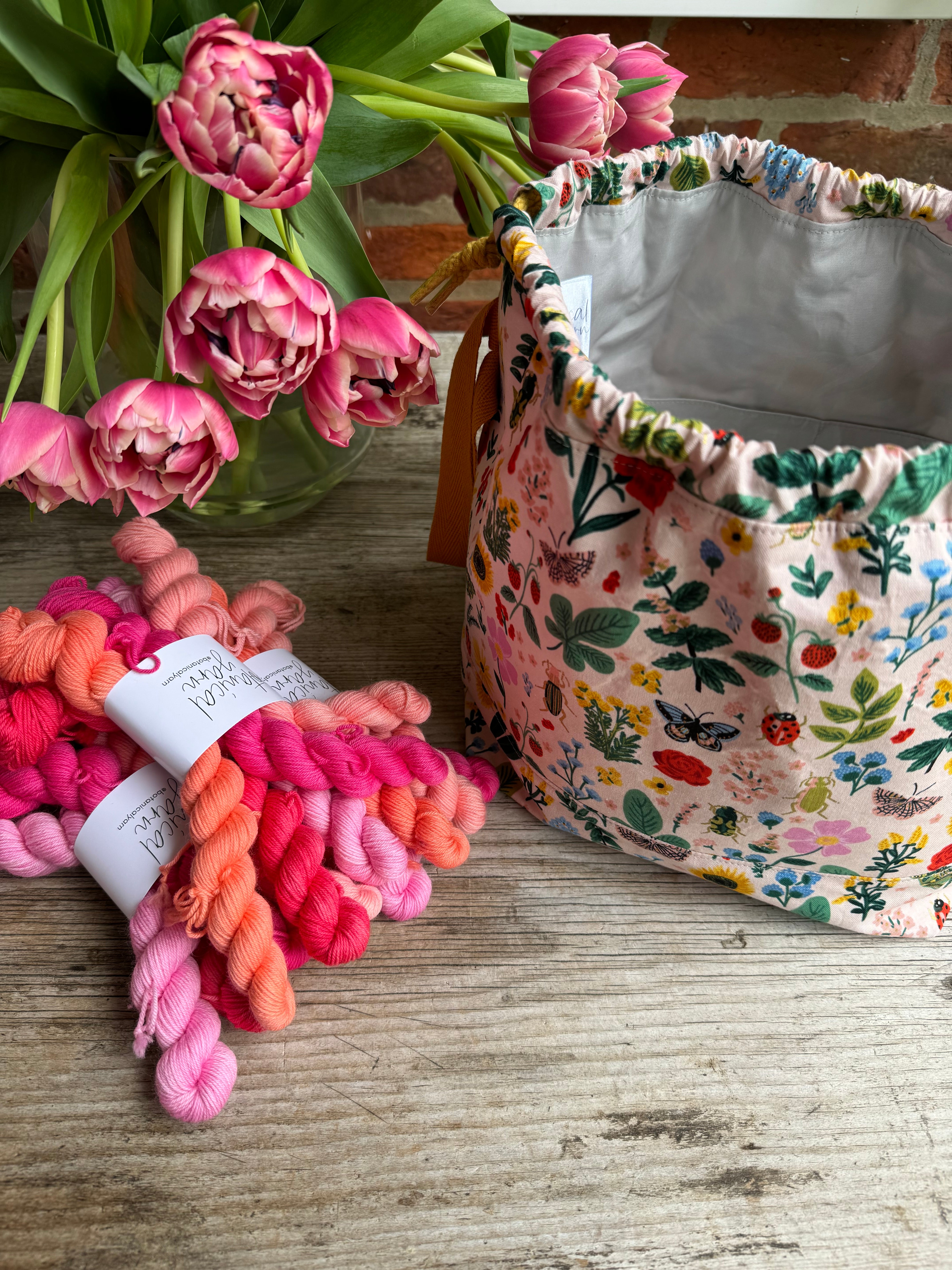 Made to order - Project Bag Style 01 - Florals + Bugs